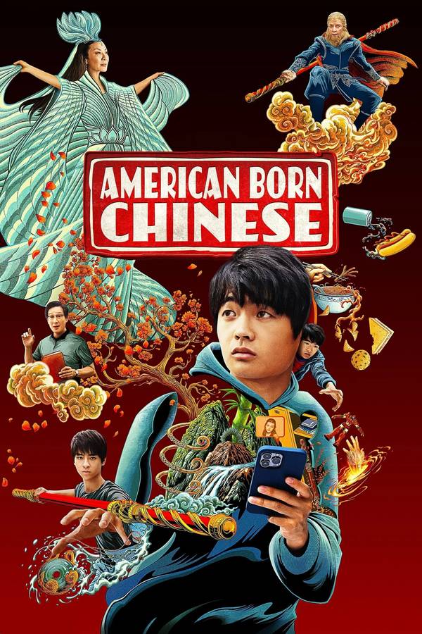 Poster chính thức của phim Phim Hài, Phim Viễn Tưởng & Giả Tưởng "Người Mỹ Gốc Hoa" (American Born Chinese - 2023), với sự tham gia của diễn viên Ben Wang và Sydney Taylor.