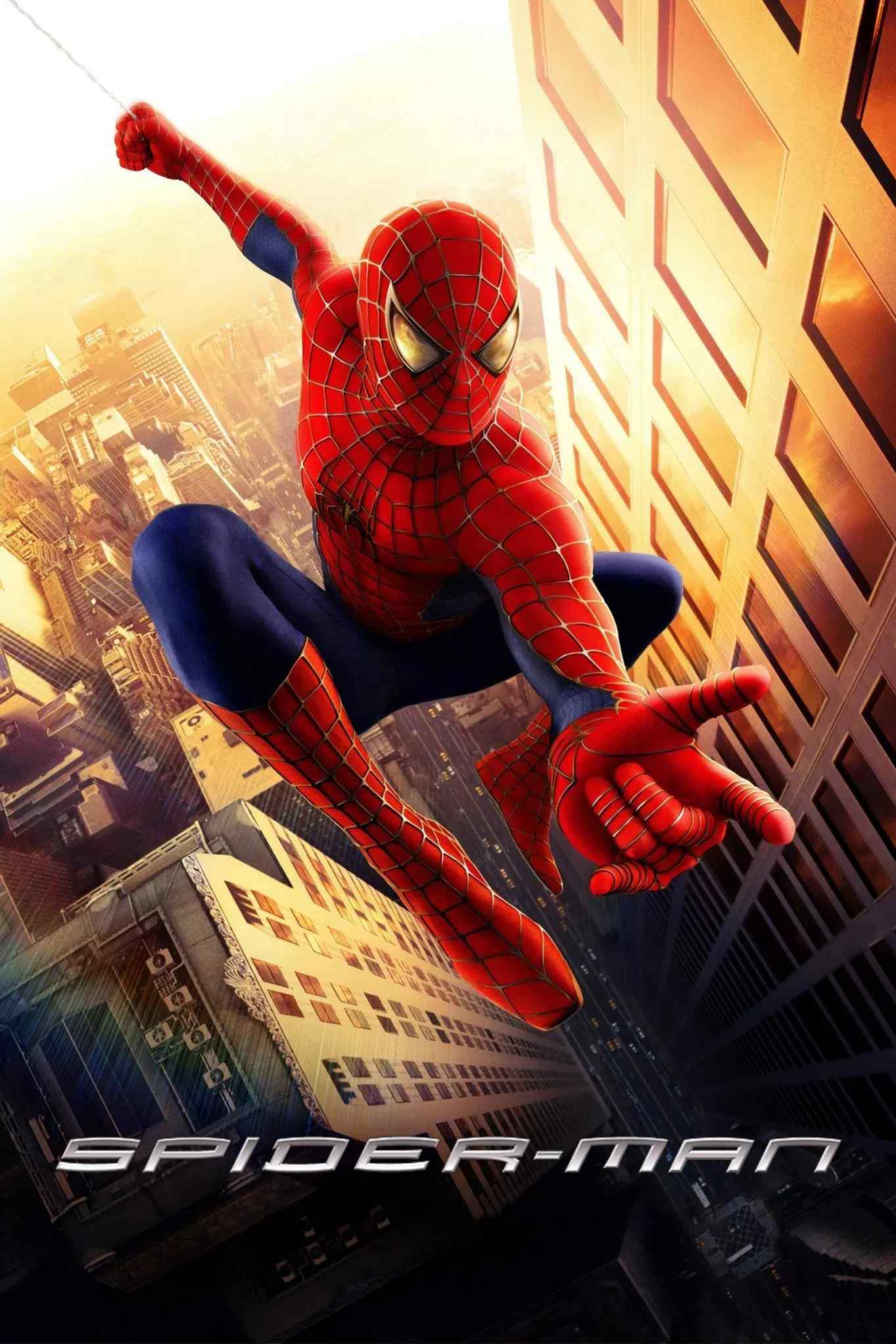 Poster chính thức của phim Phim Hành Động, Phim Viễn Tưởng "Người Nhện" (Spider-Man - 2002), với sự tham gia của diễn viên Tobey Maguire và Willem Dafoe.