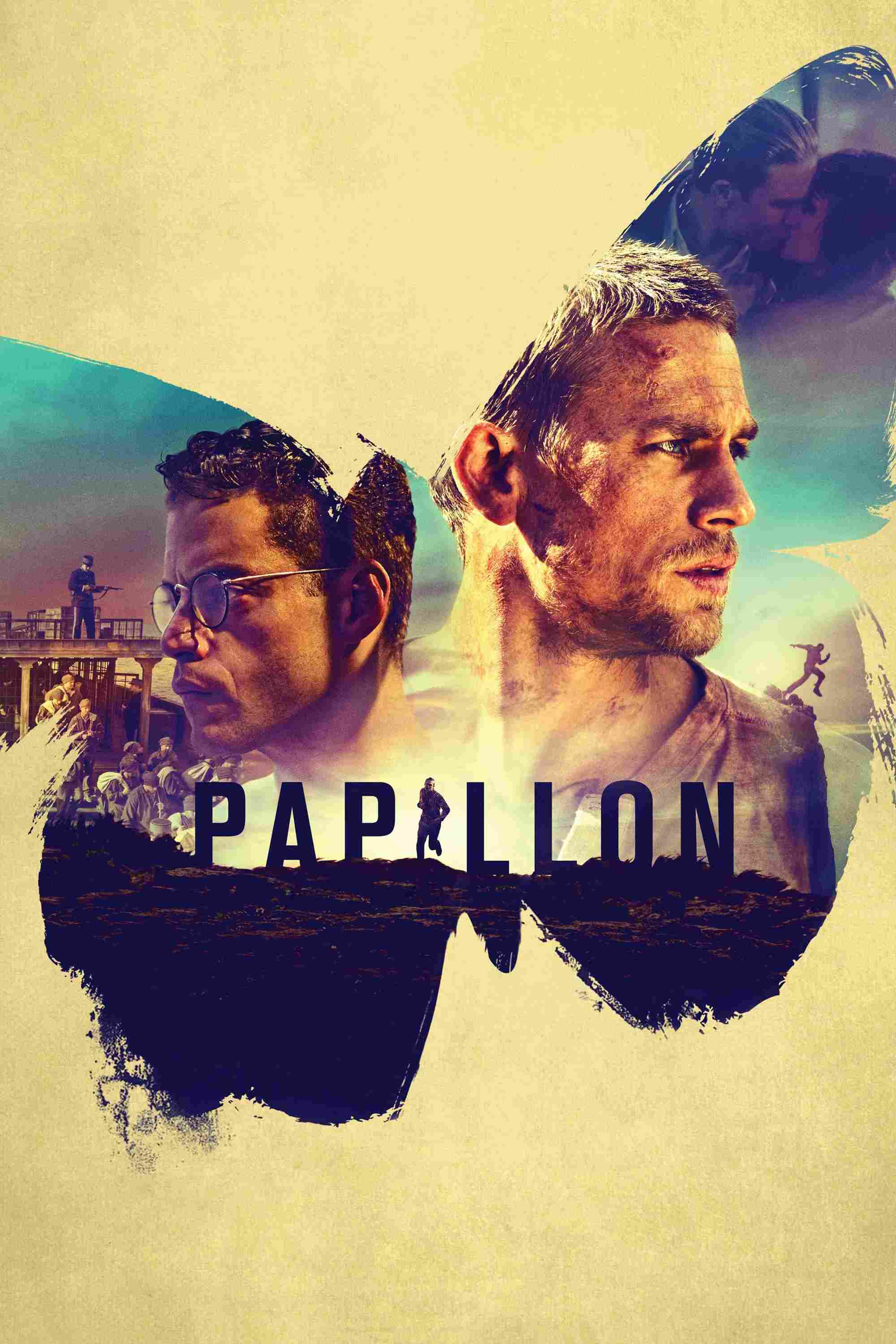 Poster chính thức của phim Phim Phiêu Lưu, Phim Hình Sự "Người Tù Khổ Sai" (Papillon - 2017), với sự tham gia của diễn viên Charlie Hunnam và Rami Malek.