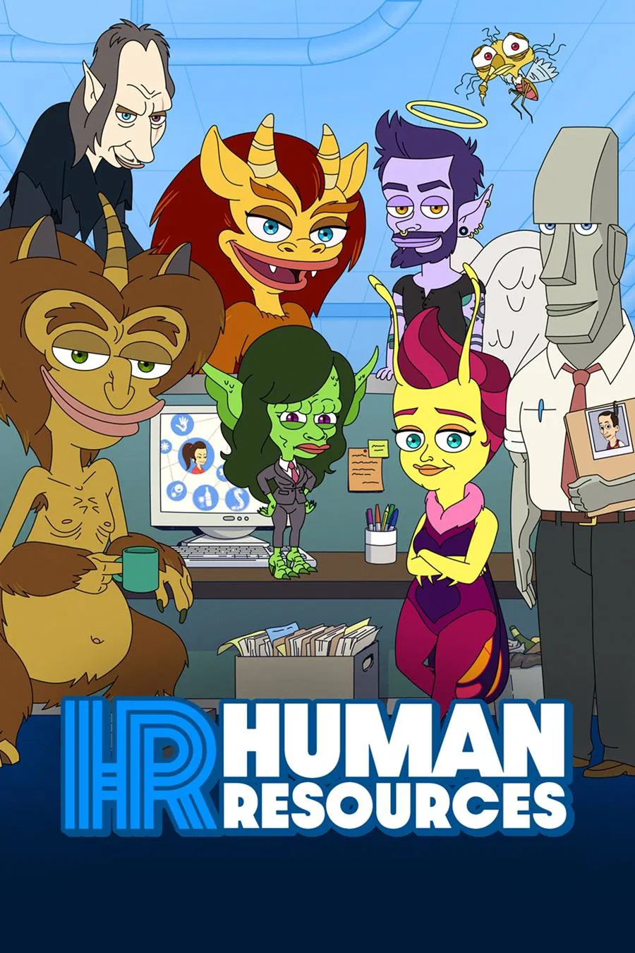 Poster chính thức của phim Phim Hoạt Hình, Phim Hài "Nguồn nhân lực" (Human Resources - 2022), với sự tham gia của diễn viên Aidy Bryant và Randall Park.