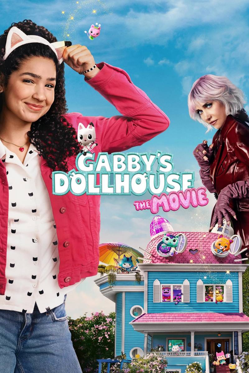Poster chính thức của phim Phim Gia Đình, Phim Hài "Nhà Búp Bê Của Gabby: Phim Điện Ảnh" (Gabby's Dollhouse: The Movie - 2025), với sự tham gia của diễn viên Laila Lockhart Kraner và Gloria Estefan.