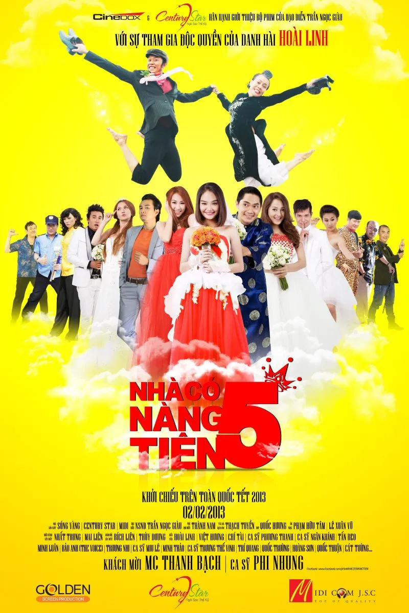 Poster chính thức của phim Phim Hài, Phim Tâm Lý "Nhà Có 5 Nàng Tiên" (Five Fairies in the House - 2013), với sự tham gia của diễn viên Hoài Linh và Việt Hương.