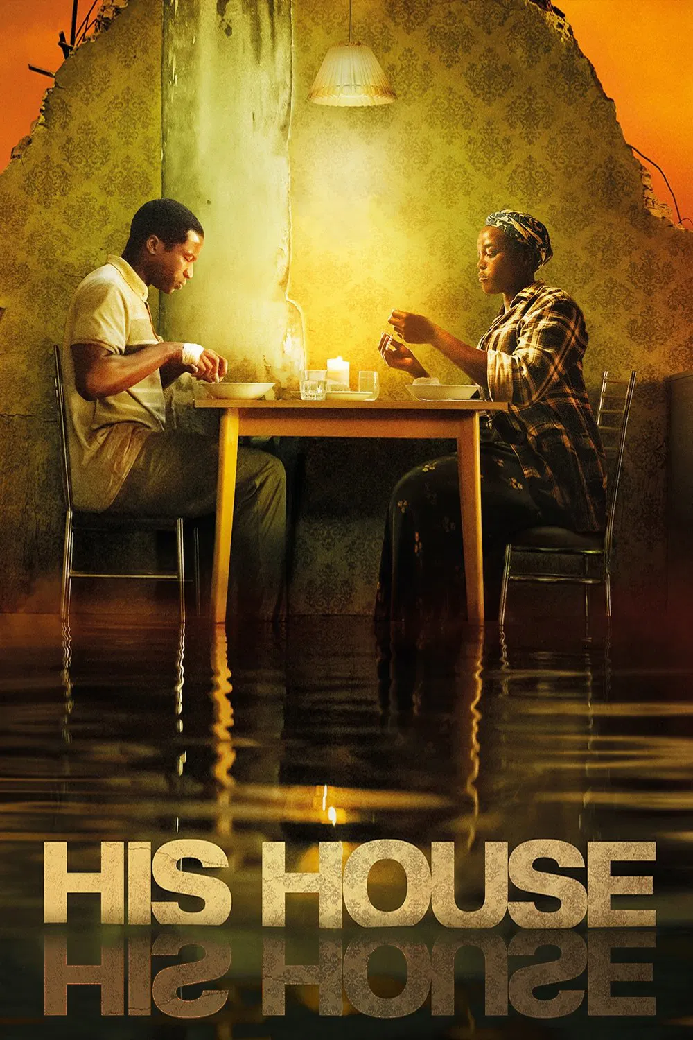 Poster chính thức của phim Phim Tâm Lý, Phim Kinh Dị "Nhà Của Hắn" (His House - 2020), với sự tham gia của diễn viên Ṣọpẹ́ Dìrísù và Wunmi Mosaku.