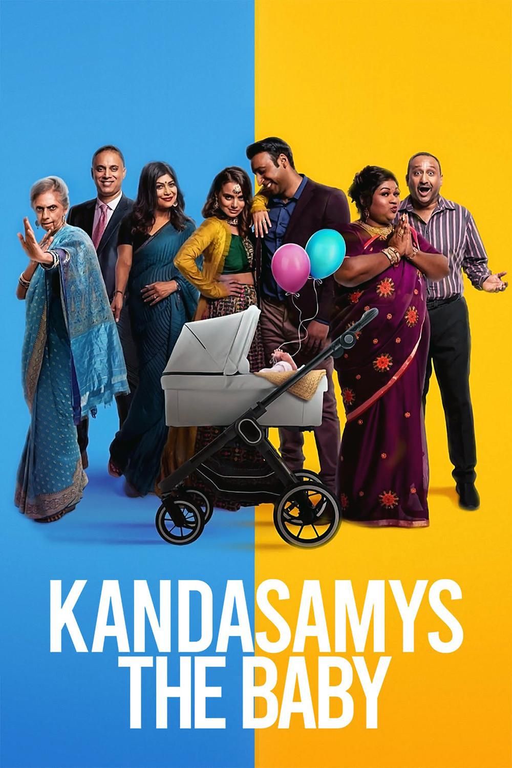 Poster chính thức của phim Phim Hài "Nhà Kandasamy: Đứa Bé Chào Đời" (Kandasamys: The Baby - 2023), với sự tham gia của diễn viên Jailoshini Naidoo và Mishqah Parthiephal.