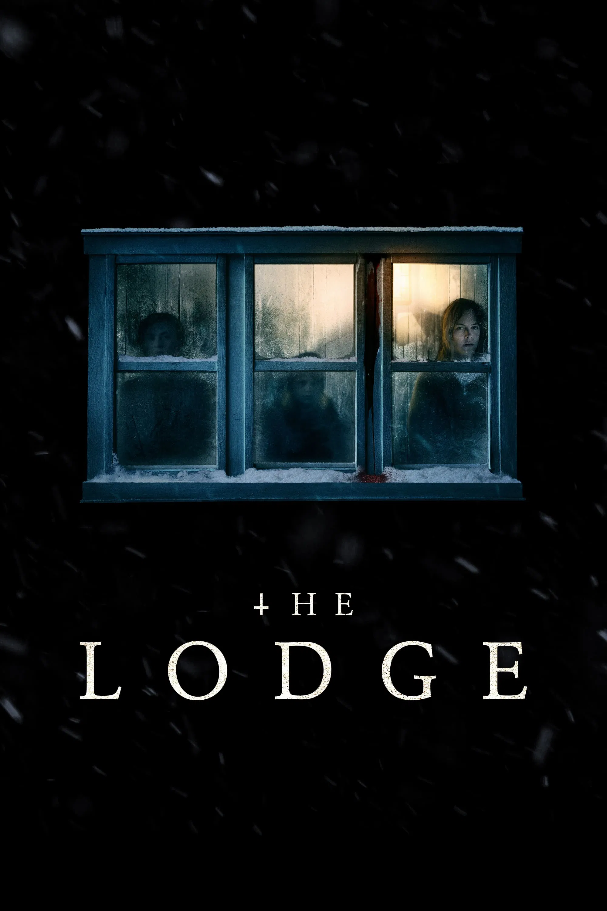 Poster chính thức của phim Phim Kinh Dị, Phim Tâm Lý "Nhà Nghỉ Quỷ Ám" (The Lodge - 2020), với sự tham gia của diễn viên Riley Keough và Jaeden Martell.