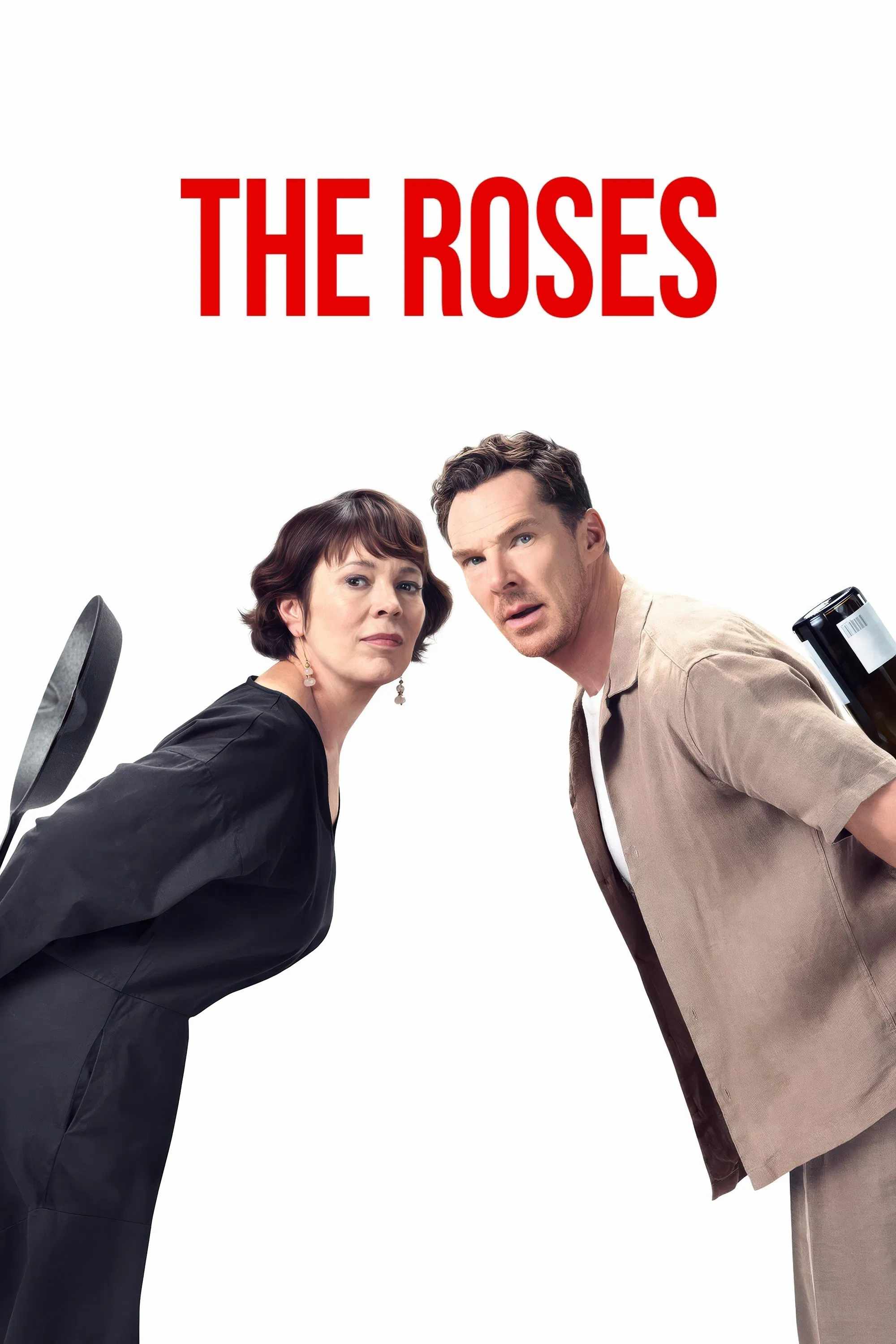 Poster chính thức của phim Phim Hài, Phim Tâm Lý "Nhà Roses (Hoa Hồng Có Gai)" (The Roses - 2025), với sự tham gia của diễn viên Olivia Colman và Benedict Cumberbatch.
