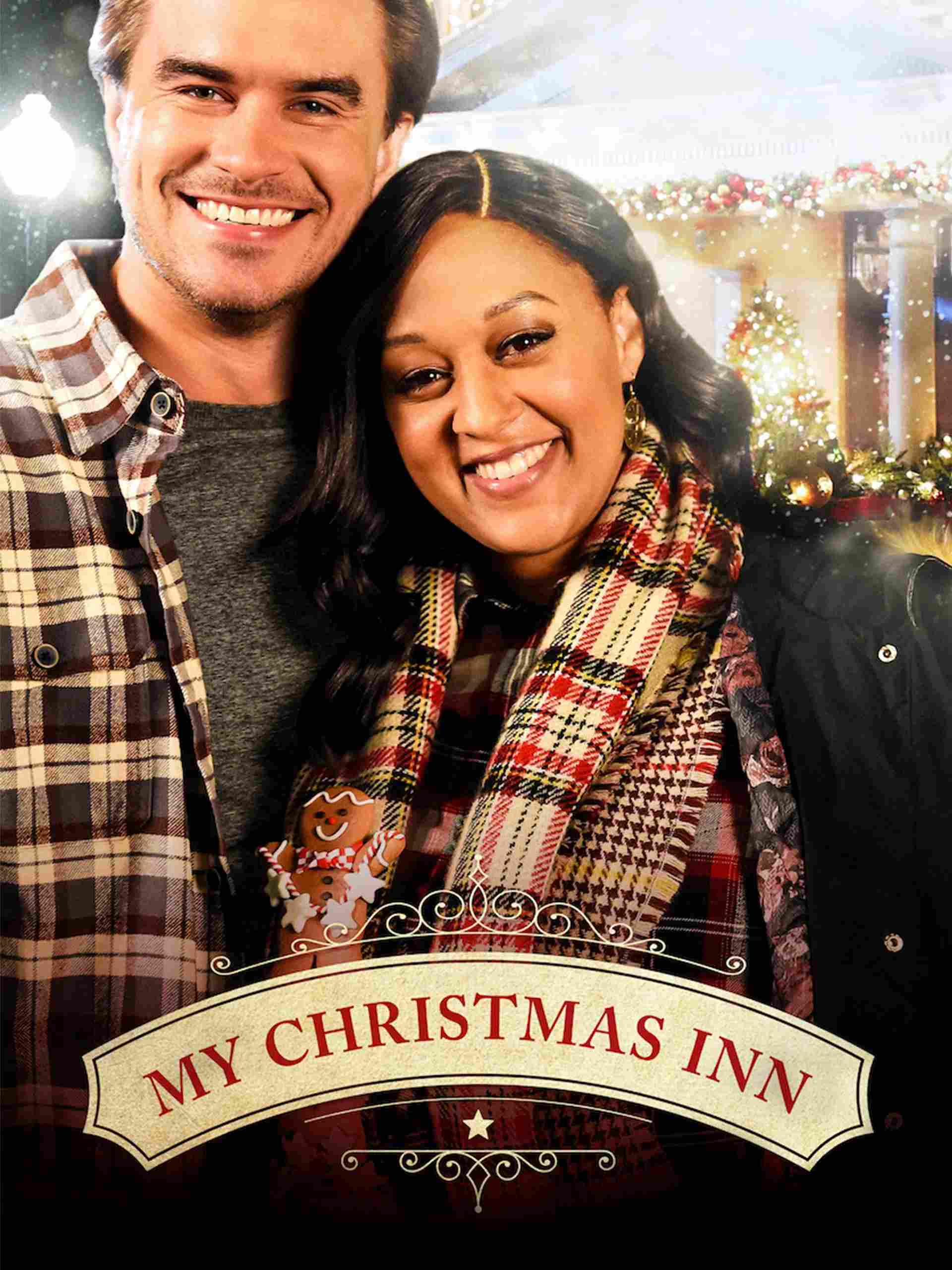 Poster chính thức của phim Phim Tình Cảm, Phim Truyền Hình "Nhà Trọ Giáng Sinh Của Tôi" (My Christmas Inn - 2018), với sự tham gia của diễn viên Tia Mowry và Jackée Harry.