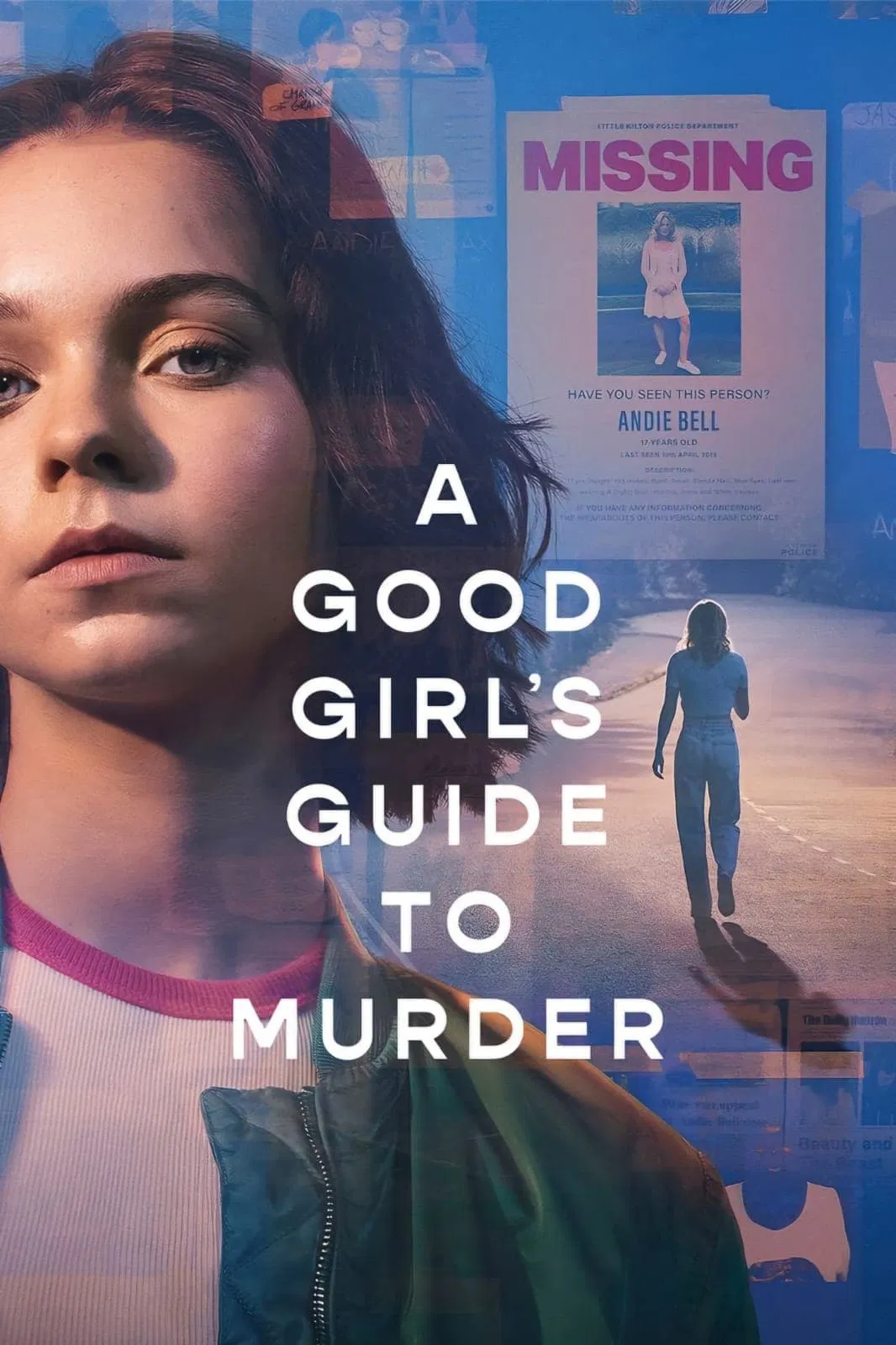 Poster chính thức của phim Phim Hình Sự, Phim Bí Ẩn "Nhân Chứng Cuối Cùng (Phần 1)" (A Good Girl's Guide to Murder - 2024), với sự tham gia của diễn viên Emma Myers và Zain Iqbal.