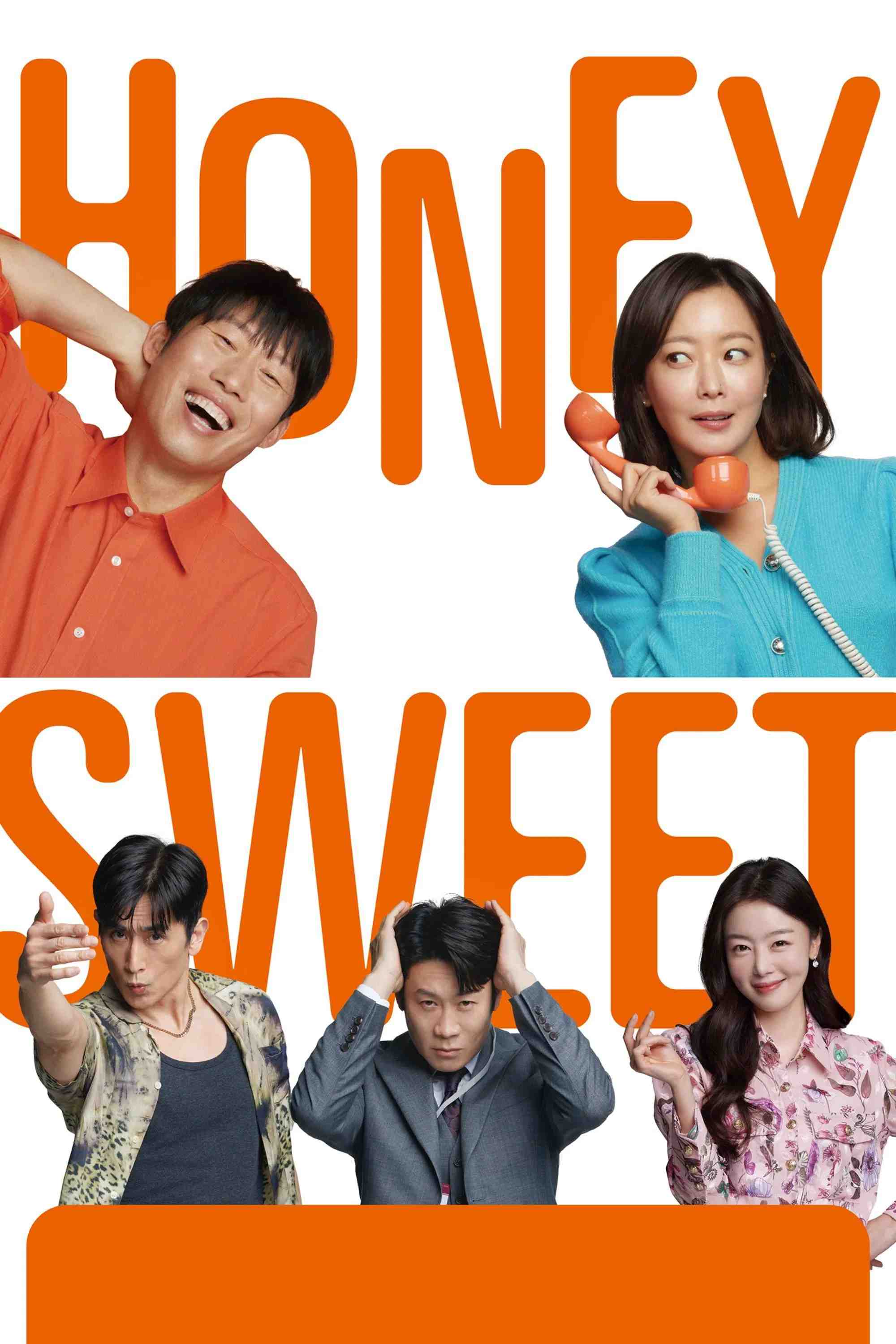 Poster chính thức của phim Phim Hài, Phim Tình Cảm "Nhân Duyên Tiền Đình" (Honeysweet - 2023), với sự tham gia của diễn viên Yoo Hai-jin và Kim Hee-seon.