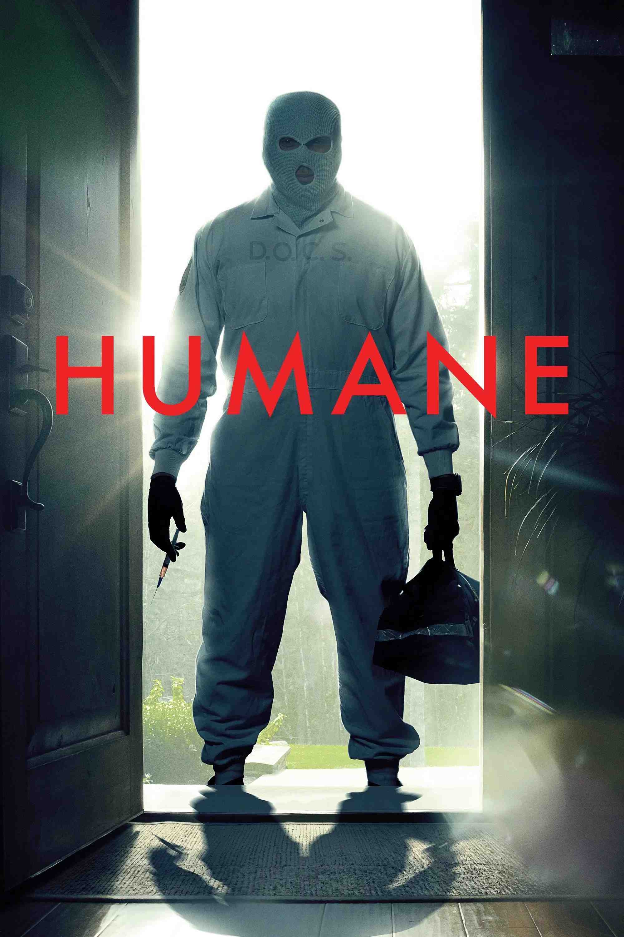 Poster chính thức của phim Phim Kinh Dị, Phim Viễn Tưởng "Nhân Loại Sống Còn" (Humane - 2024), với sự tham gia của diễn viên Jay Baruchel và Emily Hampshire.