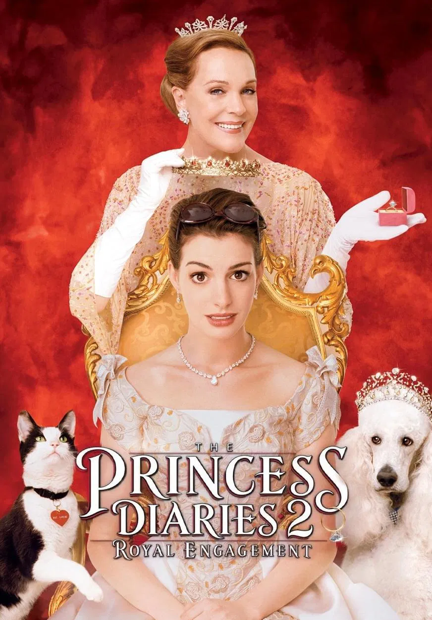Poster chính thức của phim Phim Hài, Phim Tâm Lý "Nhật Ký Công Chúa 2: Đám Cưới Hoàng Gia" (The Princess Diaries 2: Royal Engagement - 2004), với sự tham gia của diễn viên Anne Hathaway và Julie Andrews.