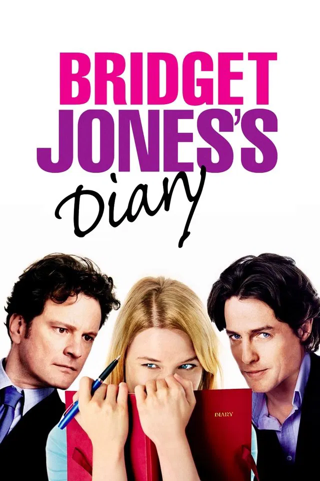 Poster chính thức của phim Phim Hài, Phim Tình Cảm "Nhật Ký Tiểu Thư Jones" (Bridget Jones's Diary - 2001), với sự tham gia của diễn viên Renée Zellweger và Colin Firth.