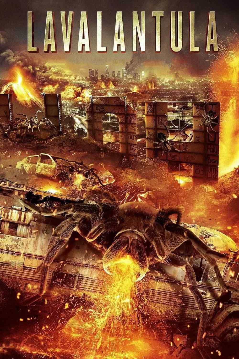 Poster chính thức của phim Phim Kinh Dị, Phim Viễn Tưởng "Nhện Lửa Khổng Lồ" (Lavalantula - 2015), với sự tham gia của diễn viên Steve Guttenberg và Nia Peeples.