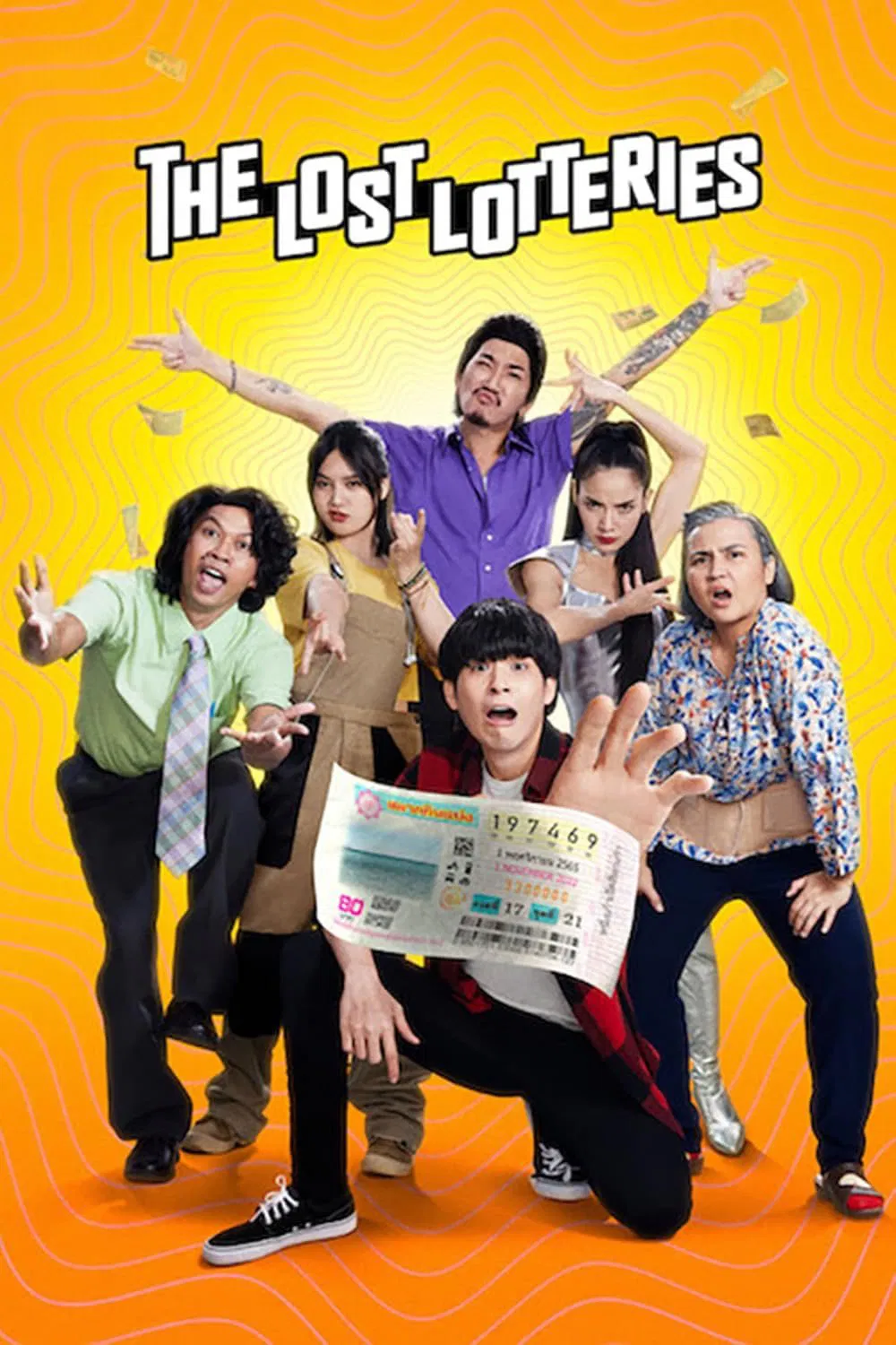 Poster chính thức của phim Phim Hình Sự, Phim Hài "Nhiệm Vụ Truy Tìm Tờ Vé Số" (The Lost Lotteries - 2022), với sự tham gia của diễn viên Wongravee Nateetorn và Padung Songsang.