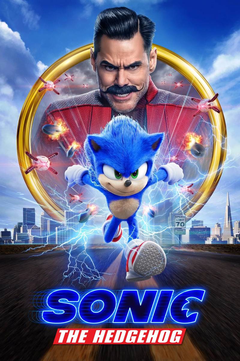 Poster chính thức của phim Phim Hành Động, Phim Viễn Tưởng "Nhím Sonic" (Sonic the Hedgehog - 2020), với sự tham gia của diễn viên Ben Schwartz và James Marsden.