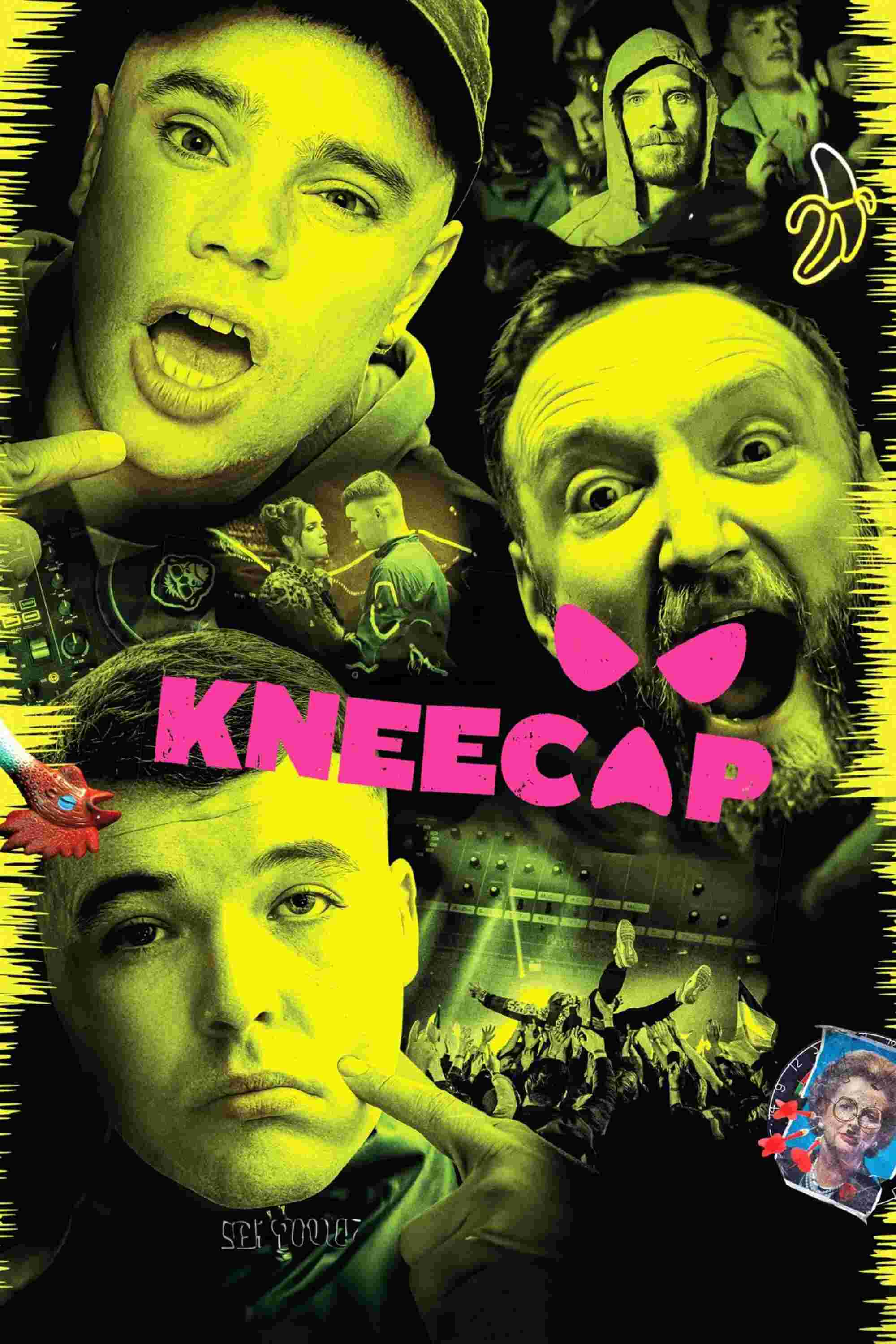 Poster chính thức của phim Phim Ca Nhạc, Phim Hài "Nhịp Điệu Nổi Loạn" (Kneecap - 2024), với sự tham gia của diễn viên Móglaí Bap và Mo Chara.