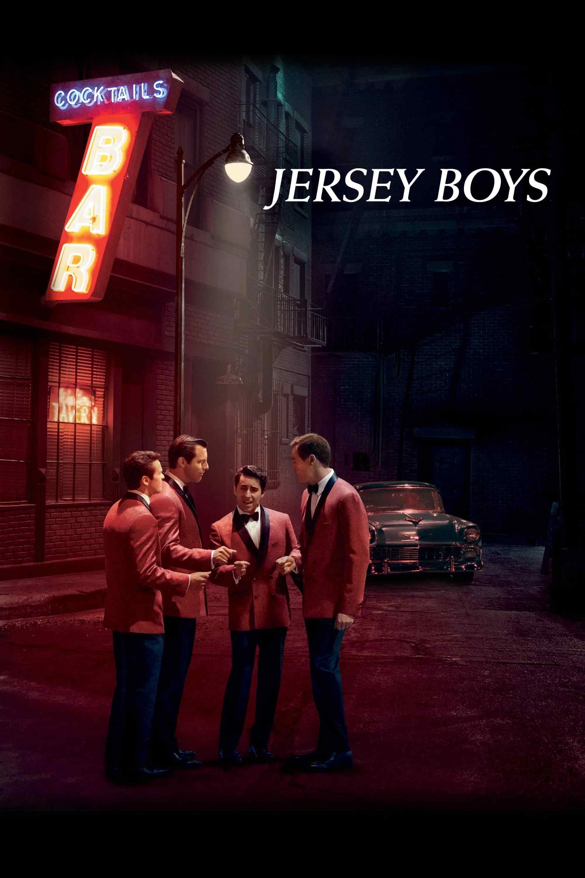 Poster chính thức của phim Phim Ca Nhạc, Phim Tâm Lý "Những Chàng Trai Jersey" (Jersey Boys - 2014), với sự tham gia của diễn viên John Lloyd Young và Vincent Piazza.