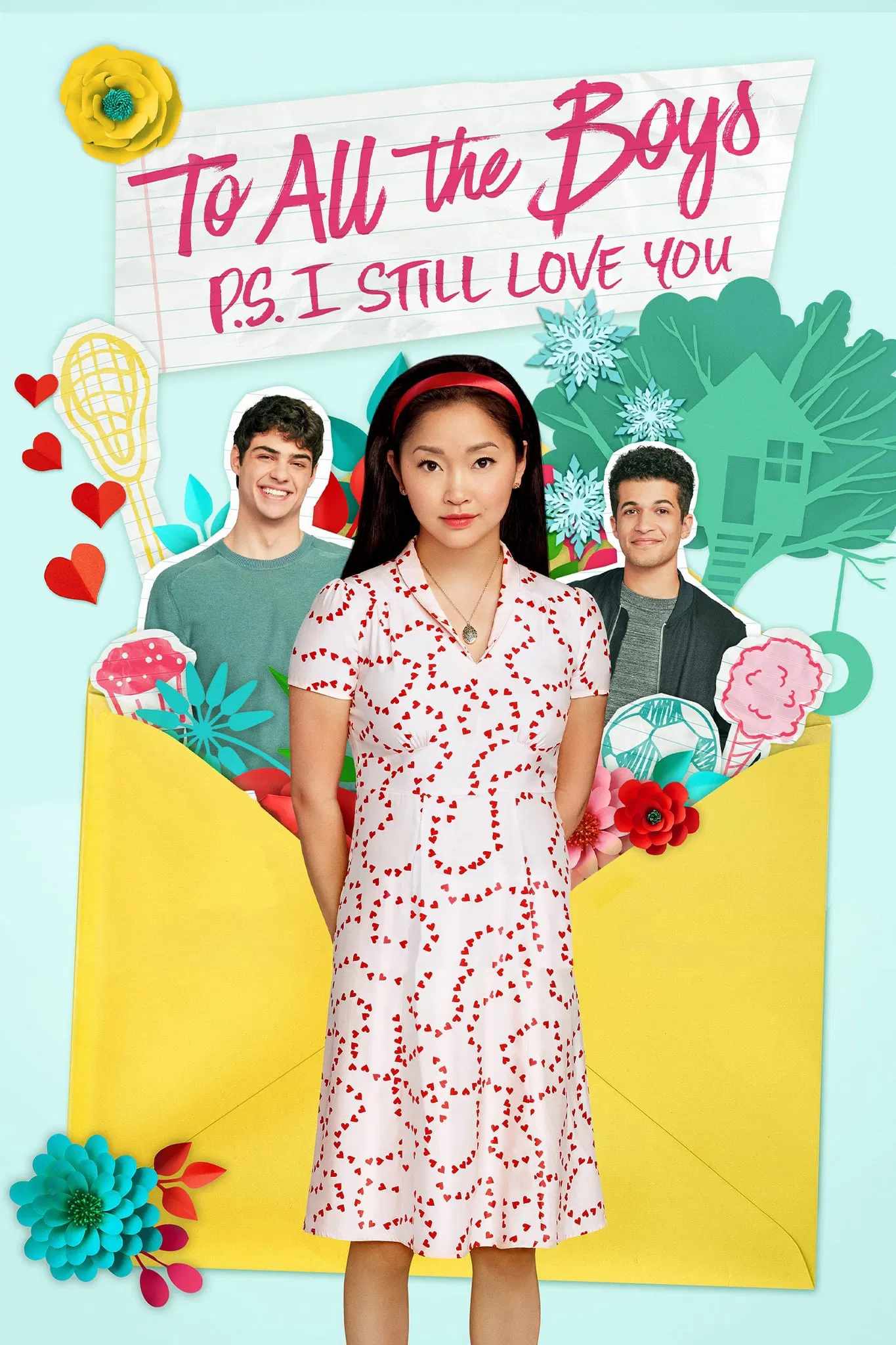 Poster chính thức của phim Phim Tình Cảm, Phim Hài "Những Chàng Trai Năm Ấy: Tái Bút - Em Vẫn Yêu Anh" (To All the Boys: P.S. I Still Love You - 2020), với sự tham gia của diễn viên Trần Đồng Lan và Noah Centineo.