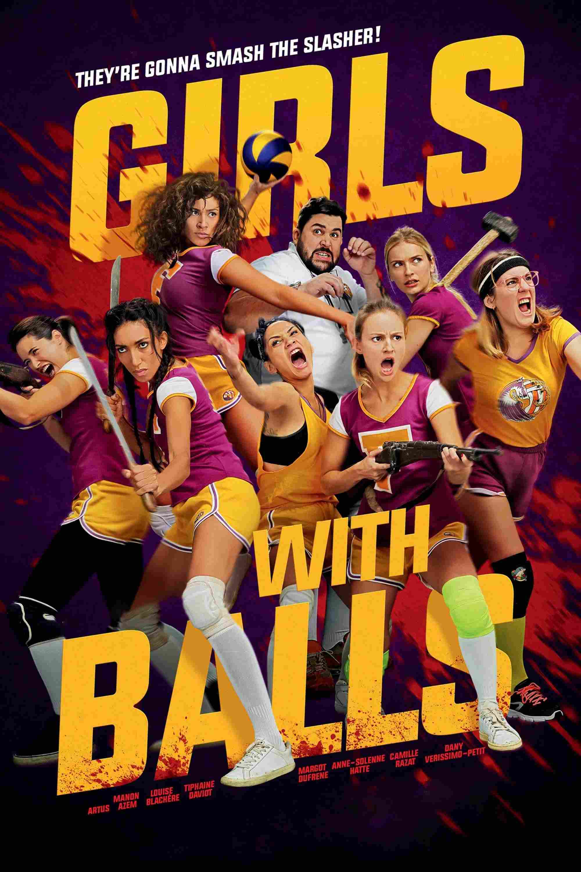 Poster chính thức của phim Phim Kinh Dị, Phim Hài "Những cô gái quả cảm" (Girls with Balls - 2019), với sự tham gia của diễn viên Artus và Manon Azem.