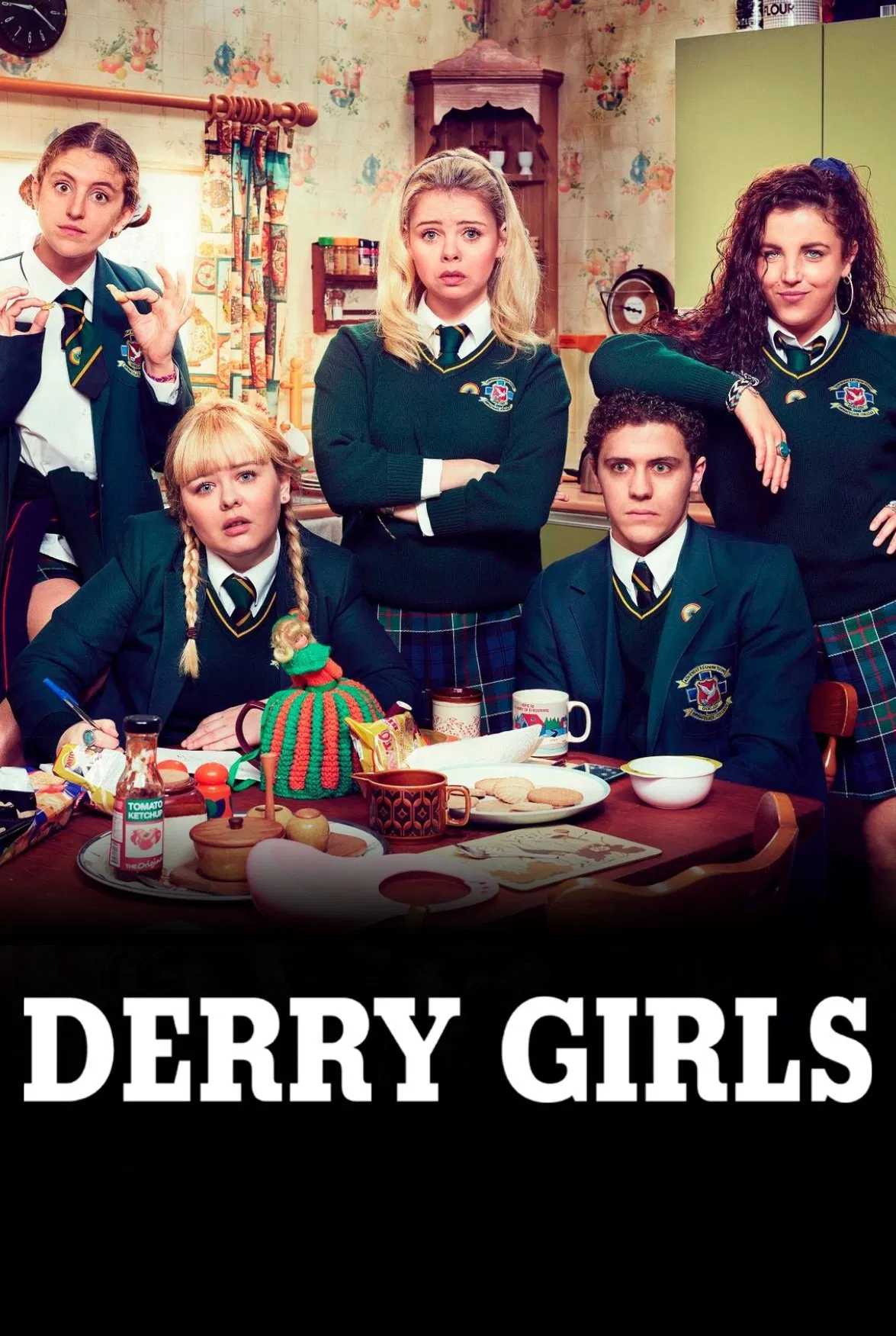 Poster chính thức của phim Phim Hài, Phim Tâm Lý "Những cô nàng Derry" (Derry Girls - 2018), với sự tham gia của diễn viên Saoirse-Monica Jackson và Louisa Harland.
