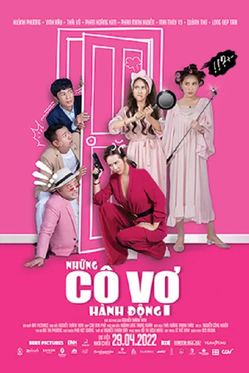 Poster chính thức của phim Phim Hài "Những Cô Vợ Hành Động" (Nhung Co Vo Hanh Dong - 2022), với sự tham gia của diễn viên Huỳnh Phương và Vinh Râu.