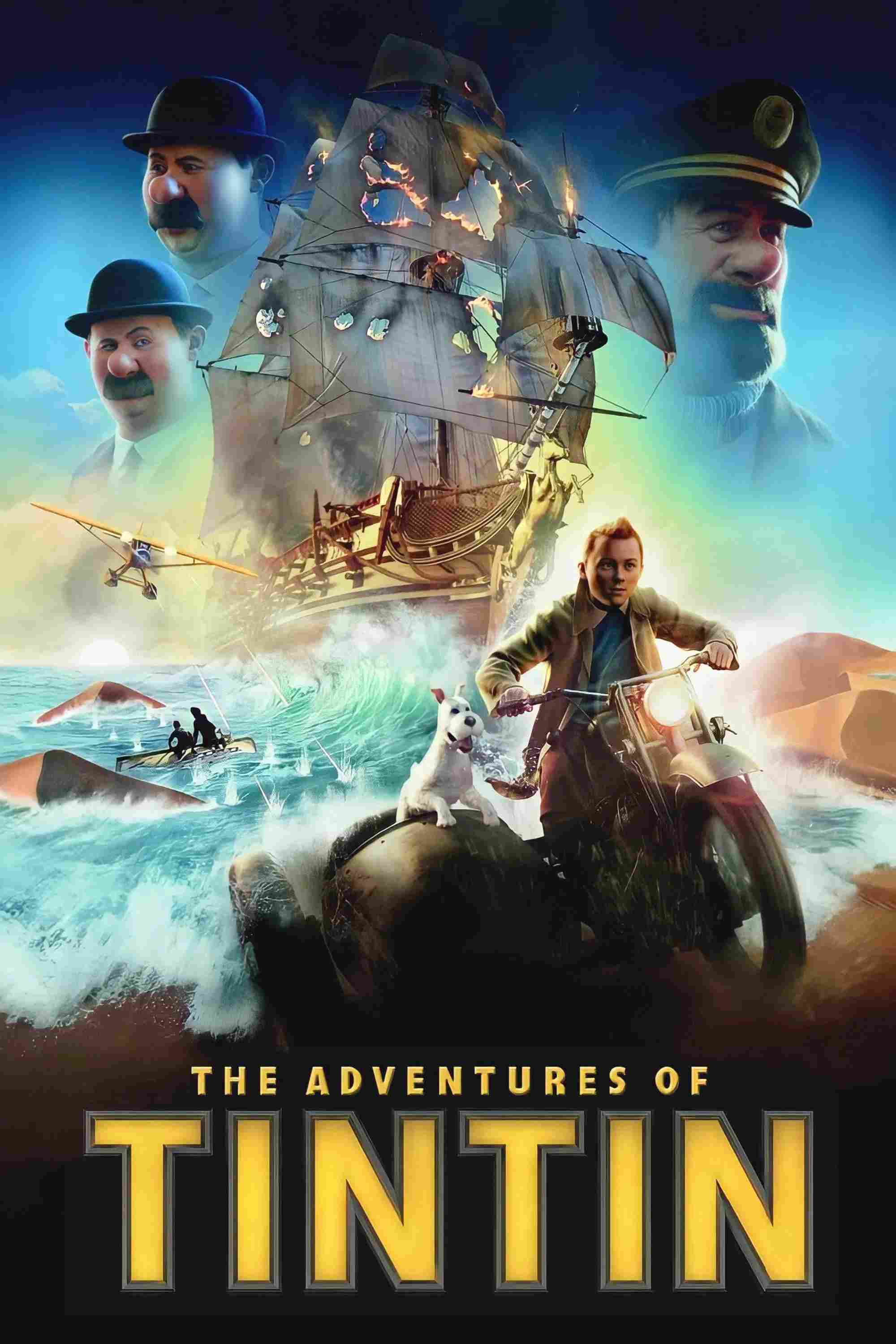 Poster chính thức của phim Phim Phiêu Lưu, Phim Hoạt Hình "Những Cuộc Phiêu Lưu Của Tintin" (The Adventures of Tintin - 2011), với sự tham gia của diễn viên Jamie Bell và Andy Serkis.