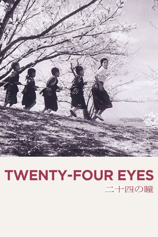 Poster chính thức của phim Phim Tâm Lý "Những Đôi Mắt Ấy" (Twenty-Four Eyes - 1954), với sự tham gia của diễn viên Hideko Takamine và Chishū Ryū.