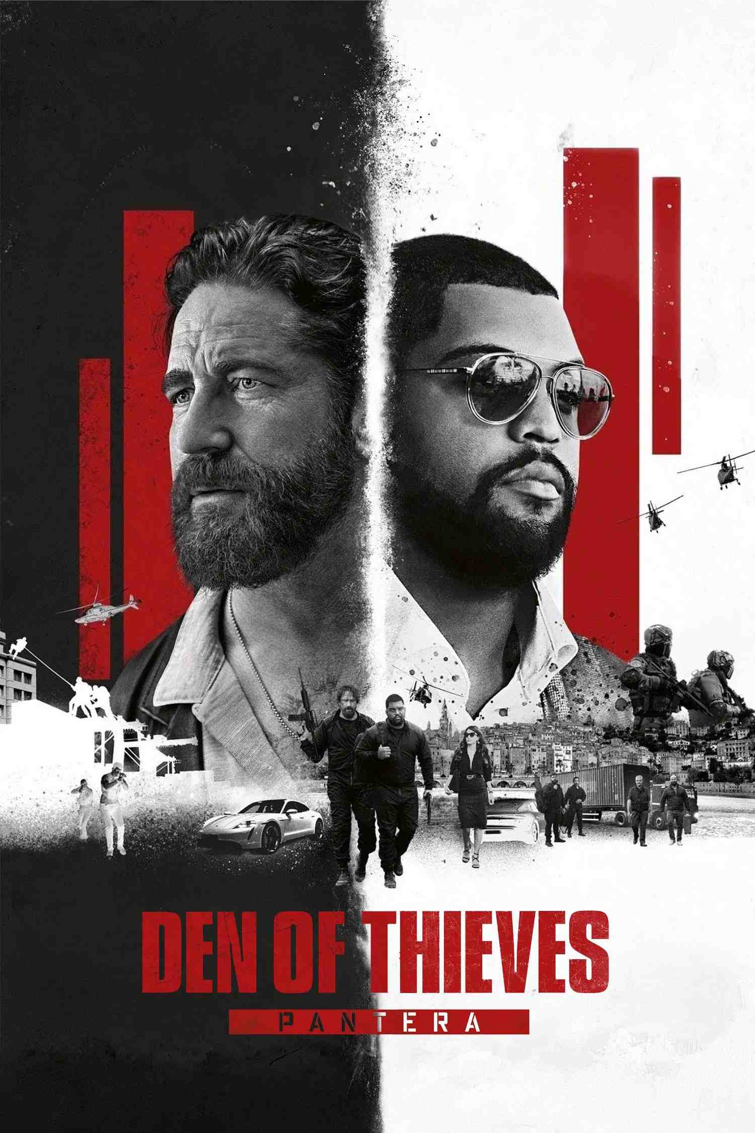 Poster chính thức của phim Phim Hành Động, Phim Hình Sự "Những Kẻ Bất Bại 2: Pantera" (Den of Thieves 2: Pantera - 2025), với sự tham gia của diễn viên Gerard Butler và O'Shea Jackson Jr.