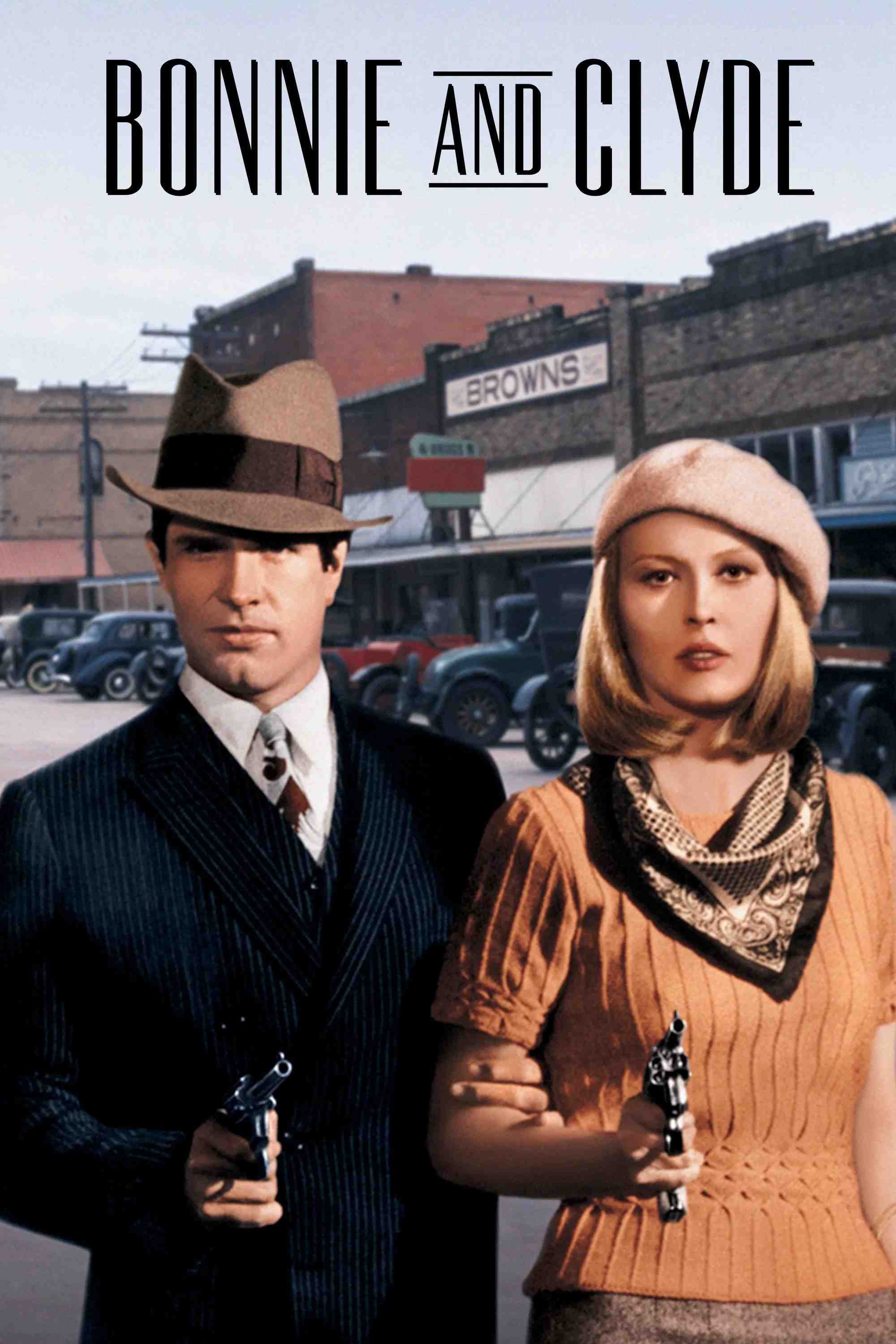 Poster chính thức của phim Phim Hình Sự, Phim Tâm Lý "Những Kẻ Cướp Nhà Băng" (Bonnie and Clyde - 1967), với sự tham gia của diễn viên Warren Beatty và Faye Dunaway.