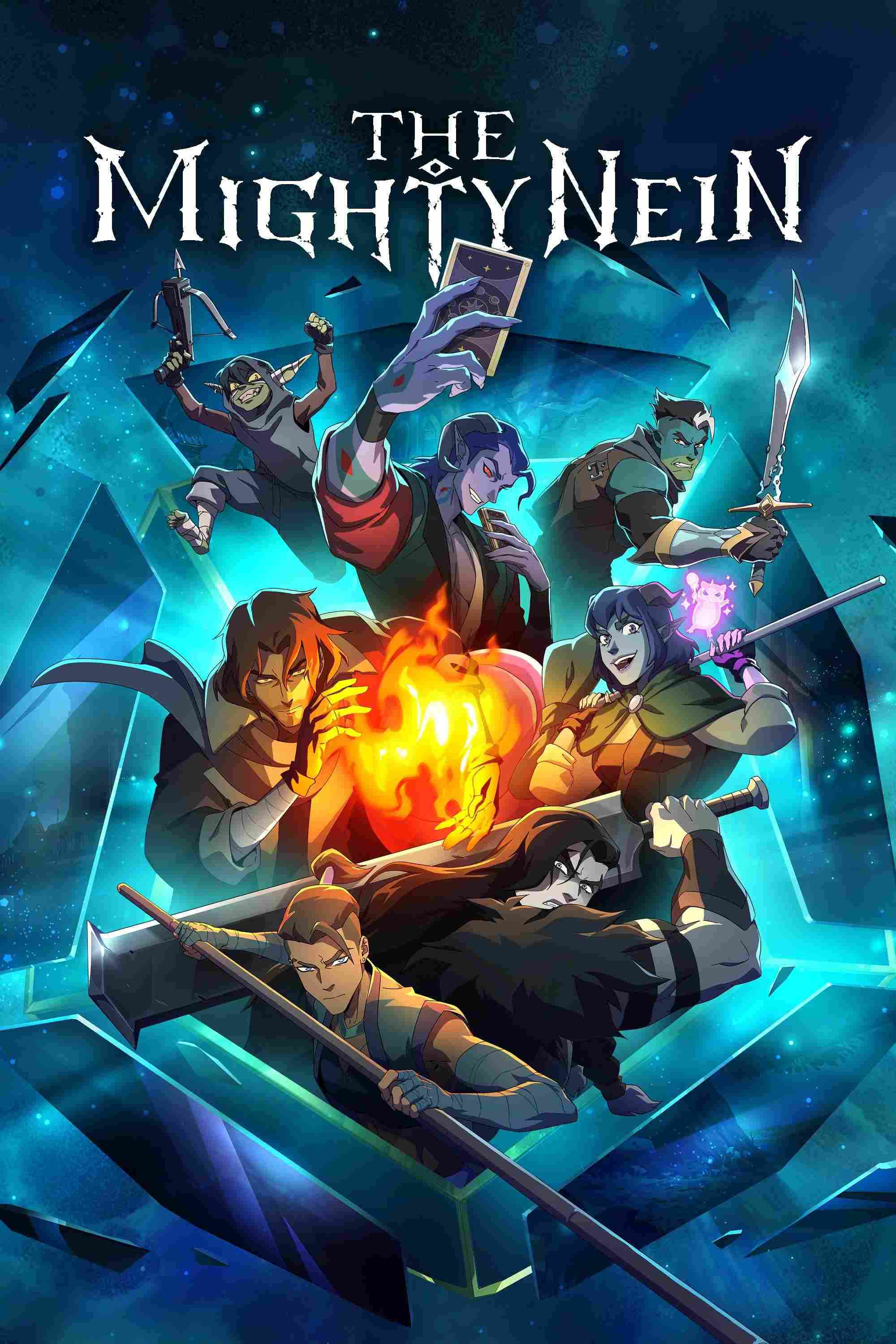 Poster chính thức của phim Phim Hoạt Hình, Phim Viễn Tưởng & Giả Tưởng "Những Kẻ Kiêu Hùng" (The Mighty Nein - 2025), với sự tham gia của diễn viên Laura Bailey và Marisha Ray.