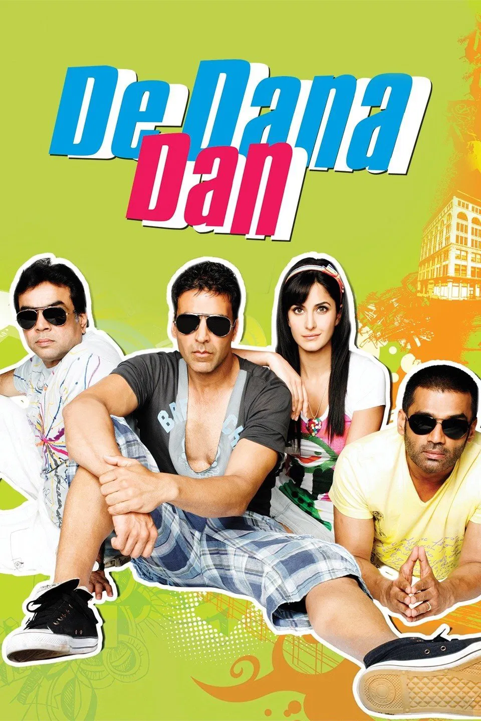 Poster chính thức của phim Phim Hài, Phim Hình Sự "Những Kẻ Quấy Rối" (De Dana Dan - 2009), với sự tham gia của diễn viên Akshay Kumar và Suniel Shetty.