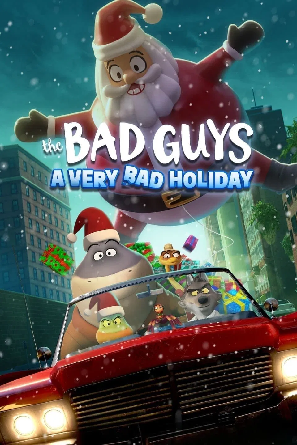 Poster chính thức của phim Phim Hoạt Hình, Phim Hài "Những kẻ xấu xa: Một Giáng sinh rất xấu xa" (The Bad Guys: A Very Bad Holiday - 2023), với sự tham gia của diễn viên Michael Godere và Ezekiel Ajeigbe.