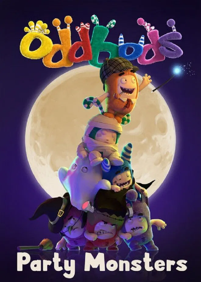 Poster chính thức của phim "Những Người Bạn Kỳ Lạ: Tiệc Quái Vật Vui Nhộn" (Oddbods: Party Monsters - 2018), với sự tham gia của diễn viên Chio Su-Ping.
