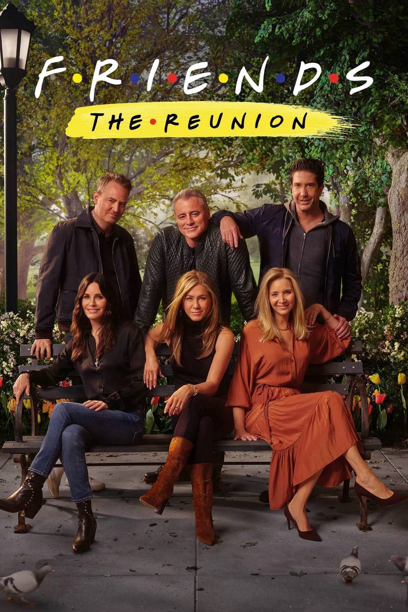 Poster chính thức của phim Phim Tài Liệu "Những Người Bạn: Tái Ngộ" (Friends: The Reunion - 2021), với sự tham gia của diễn viên Jennifer Aniston và Courteney Cox.