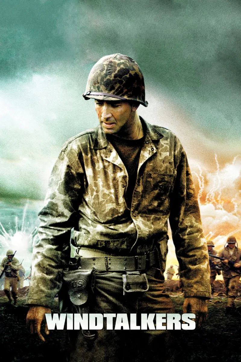Poster chính thức của phim Phim Chiến Tranh, Phim Hành Động "Những Người Đọc Mã" (Windtalkers - 2002), với sự tham gia của diễn viên Nicolas Cage và Adam Beach.