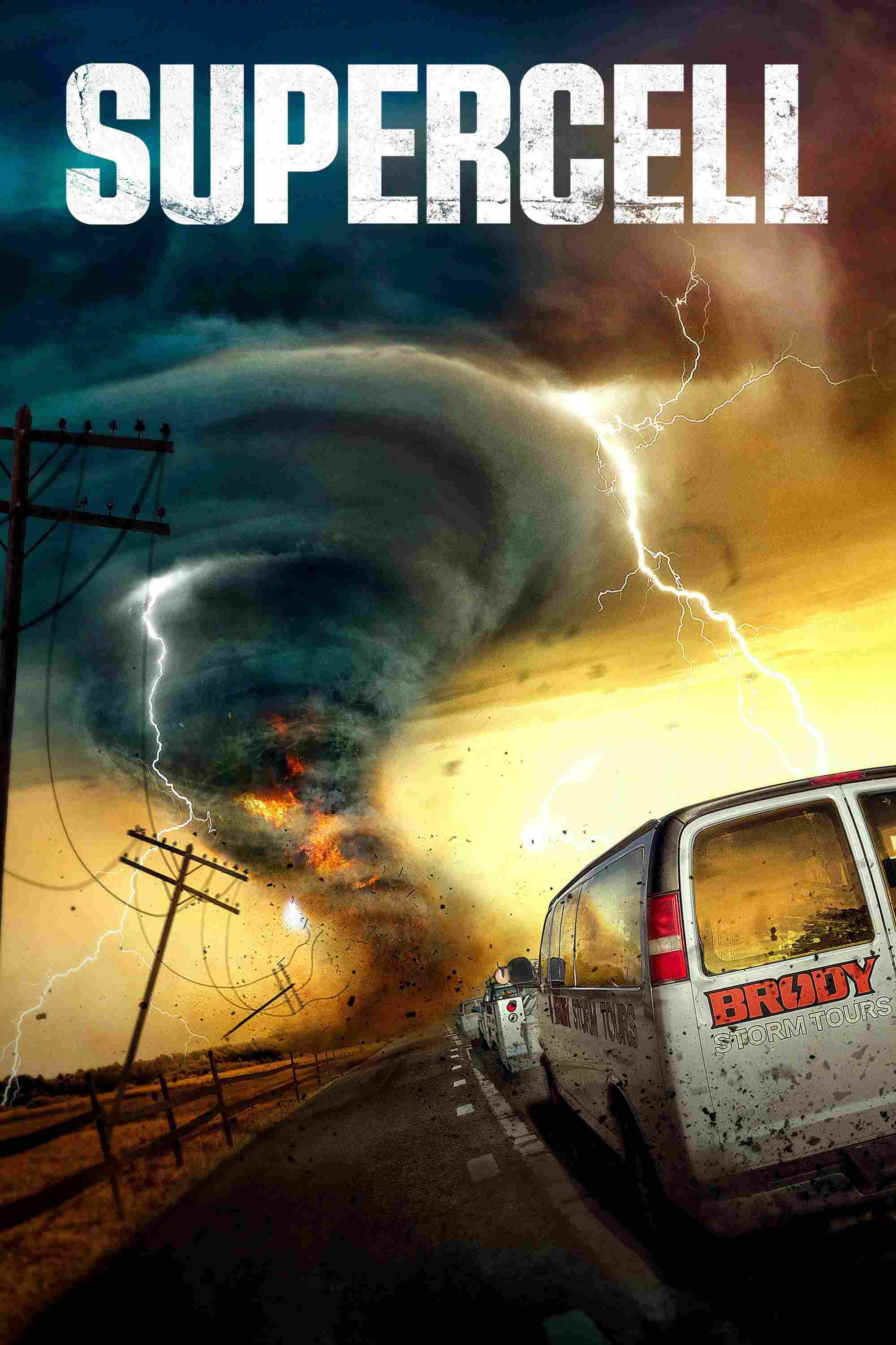 Poster chính thức của phim Phim Hành Động, Phim Tâm Lý "Những người săn bão" (Supercell - 2023), với sự tham gia của diễn viên Skeet Ulrich và Anne Heche.
