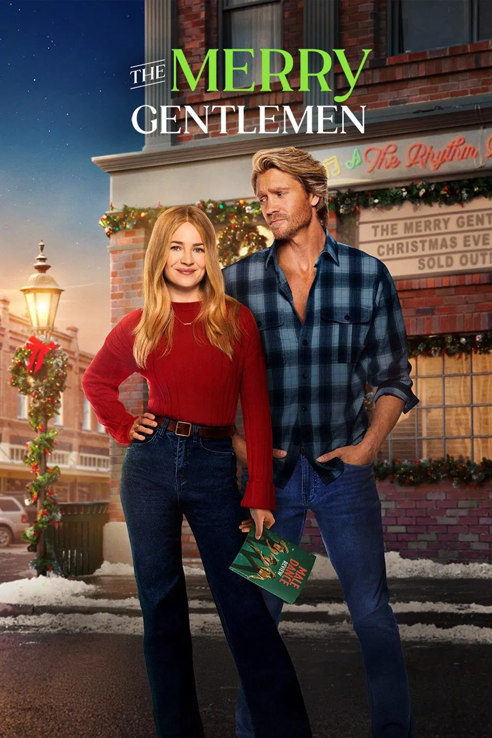 Poster chính thức của phim Phim Tình Cảm, Phim Hài "Những Quý Ông Vui Vẻ" (The Merry Gentlemen - 2024), với sự tham gia của diễn viên Britt Robertson và Chad Michael Murray.