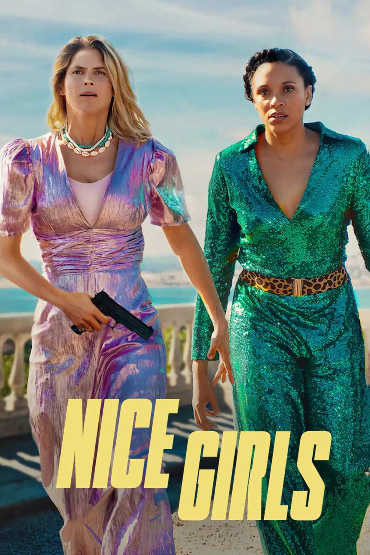 Poster chính thức của phim Phim Hài, Phim Hình Sự "Nice Girls" (Nice Girls - 2024), với sự tham gia của diễn viên Alice Taglioni và Stéfi Celma.