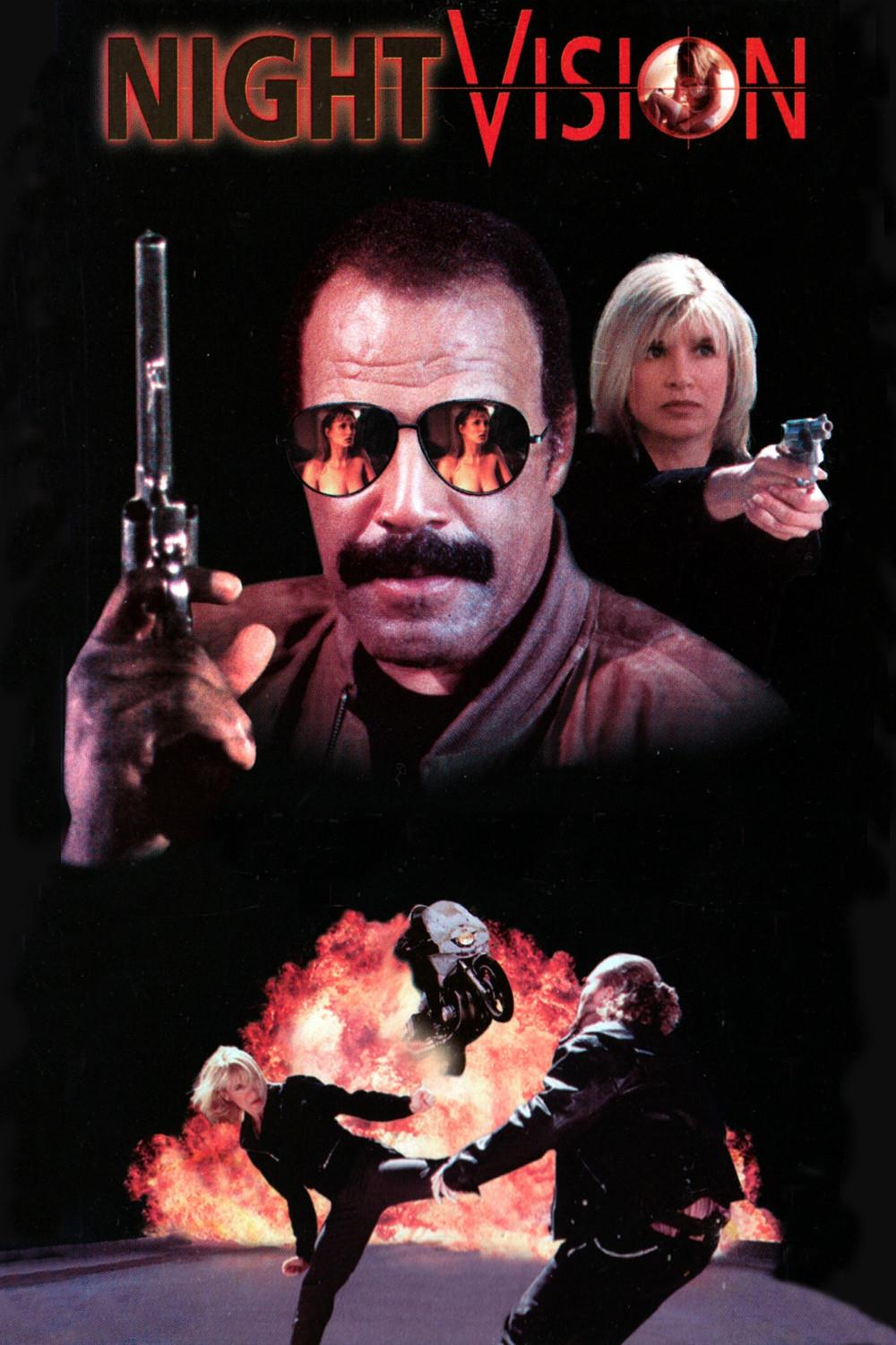Poster chính thức của phim Phim Giật Gân, Phim Hình Sự "Night Vision" (Night Vision - 1997), với sự tham gia của diễn viên Fred Williamson và Cynthia Rothrock.