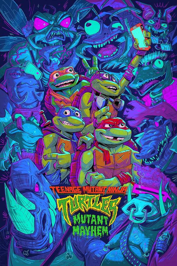Poster chính thức của phim Phim Hoạt Hình, Phim Hài "Ninja Rùa: Hỗn Loạn Tuổi Dậy Thì" (Teenage Mutant Ninja Turtles: Mutant Mayhem - 2023), với sự tham gia của diễn viên Micah Abbey và Shamon Brown Jr.