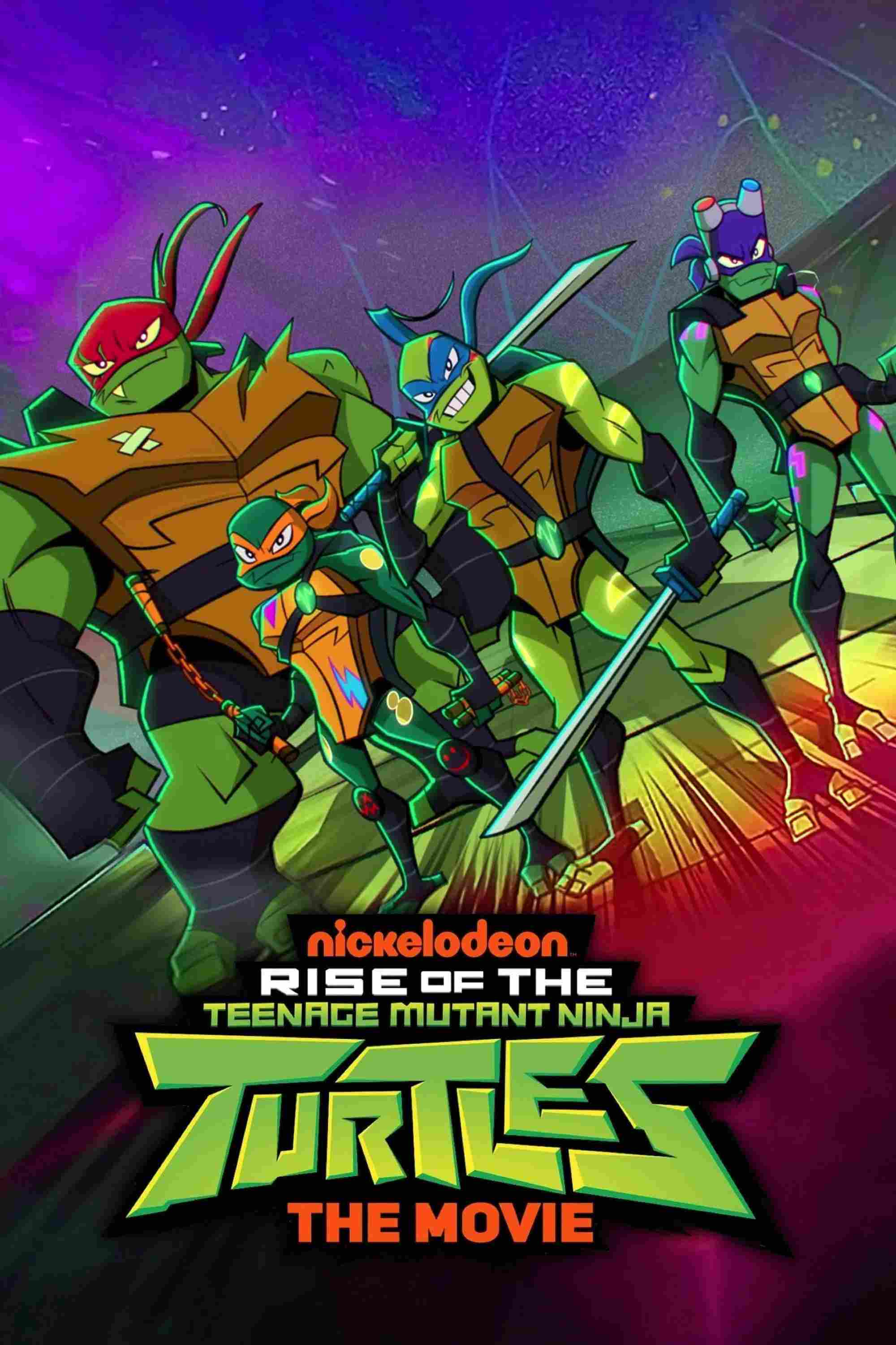 Poster chính thức của phim Phim Hoạt Hình, Phim Hành Động "Ninja Rùa trỗi dậy: Phim điện ảnh" (Rise of the Teenage Mutant Ninja Turtles: The Movie - 2022), với sự tham gia của diễn viên Ben Schwartz và Omar Benson Miller.