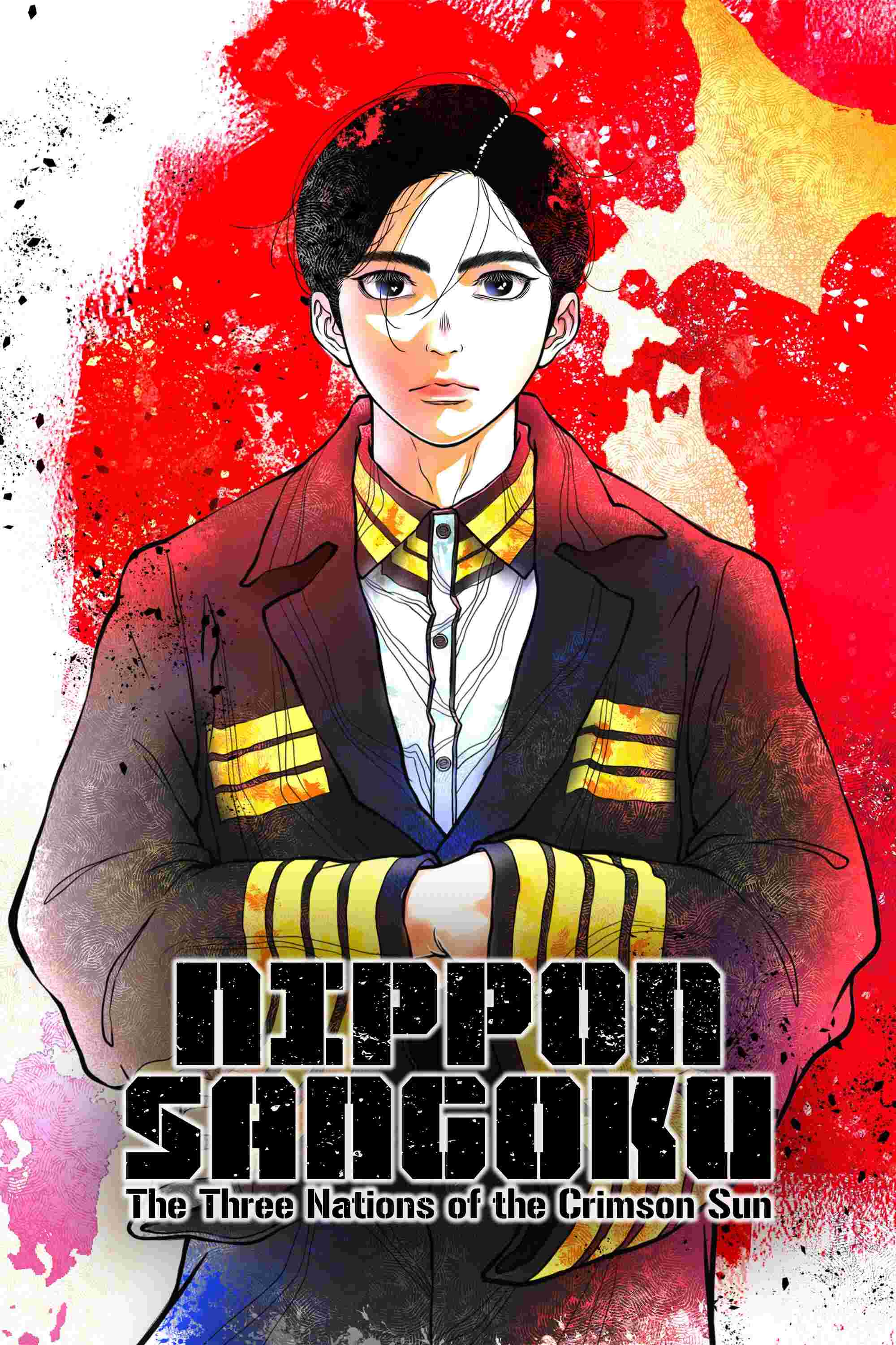 Poster chính thức của phim Phim Hoạt Hình, Phim Tâm Lý "Nippon Sangoku" (NIPPON SANGOKU: The Three Nations of the Crimson Sun - 2026), với sự tham gia của diễn viên Kensho Ono và Jun Fukuyama.