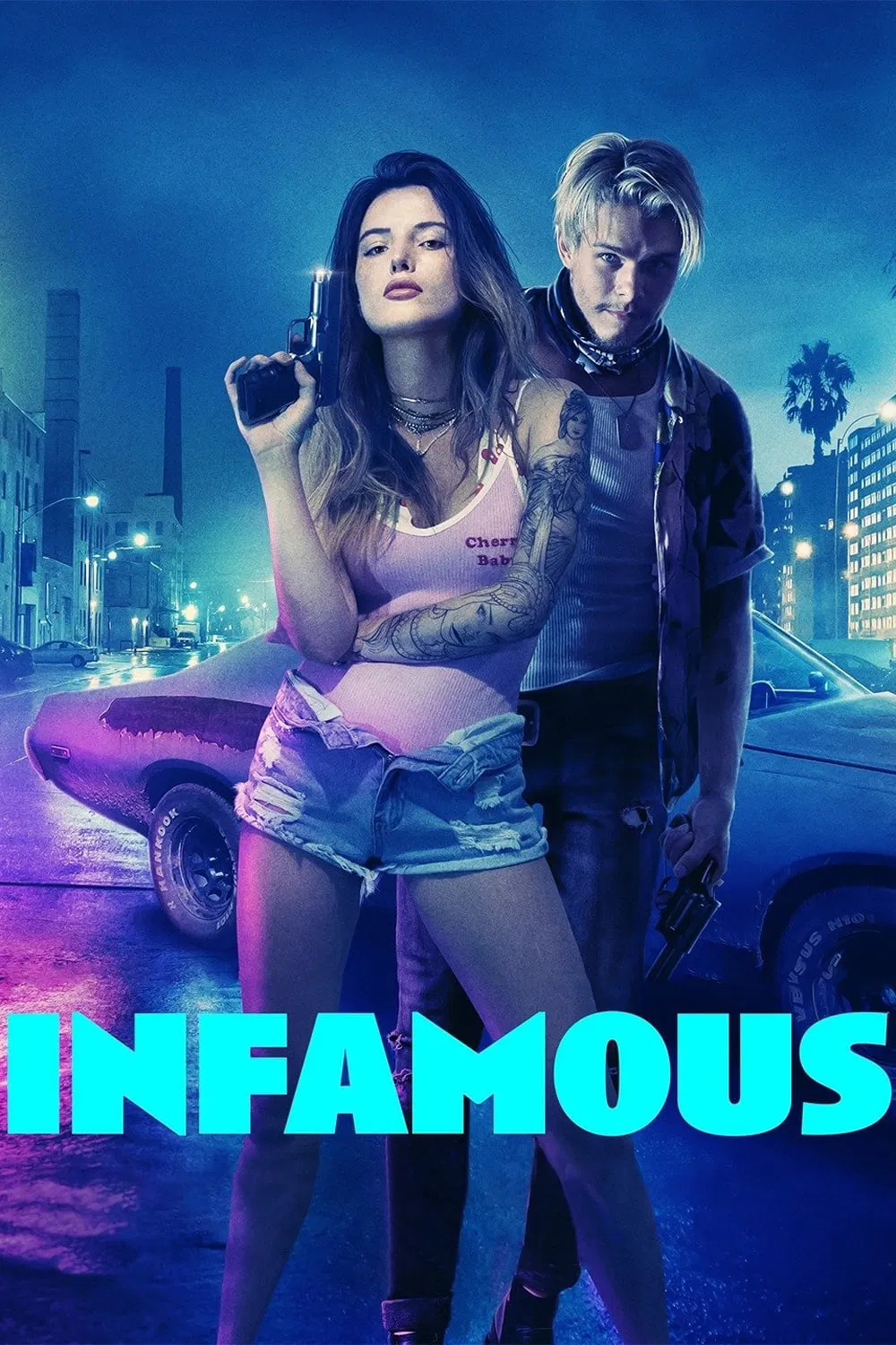 Poster chính thức của phim Phim Hình Sự "Nổi Loạn" (Infamous - 2020), với sự tham gia của diễn viên Bella Thorne và Jake Manley.