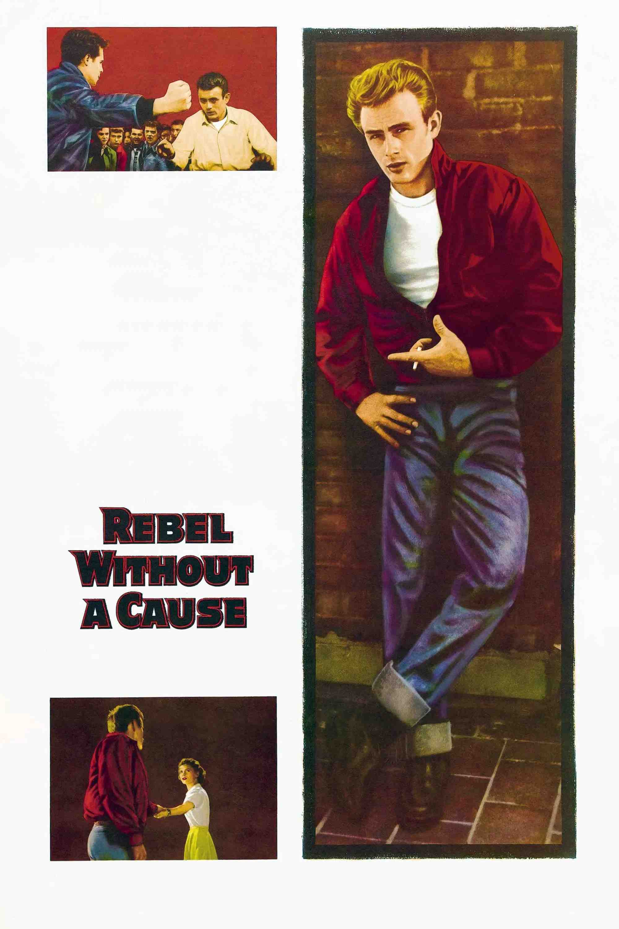 Poster chính thức của phim Phim Tâm Lý "Nổi Loạn Vô Cớ" (Rebel Without a Cause - 1955), với sự tham gia của diễn viên James Dean và Natalie Wood.