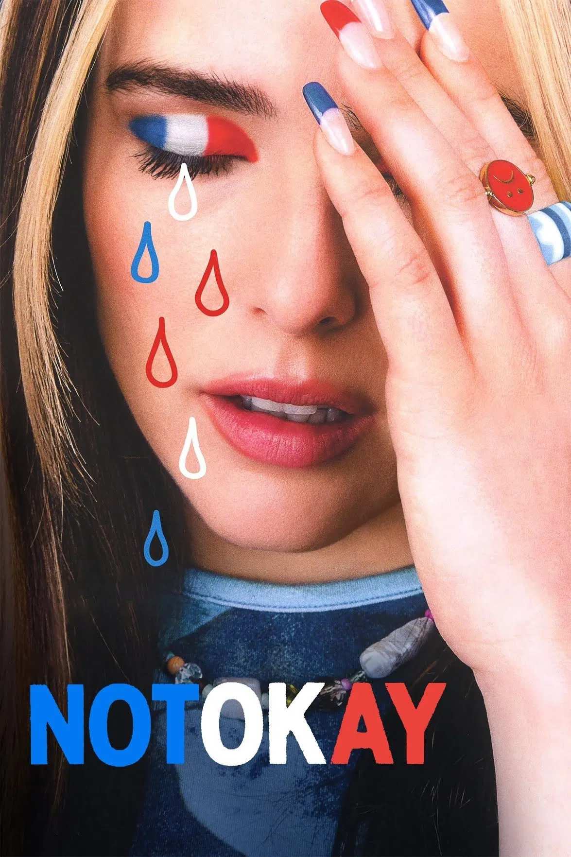 Poster chính thức của phim Phim Hài, Phim Tâm Lý "Not Okay" (Not Okay - 2022), với sự tham gia của diễn viên Zoey Deutch và Mia Isaac.