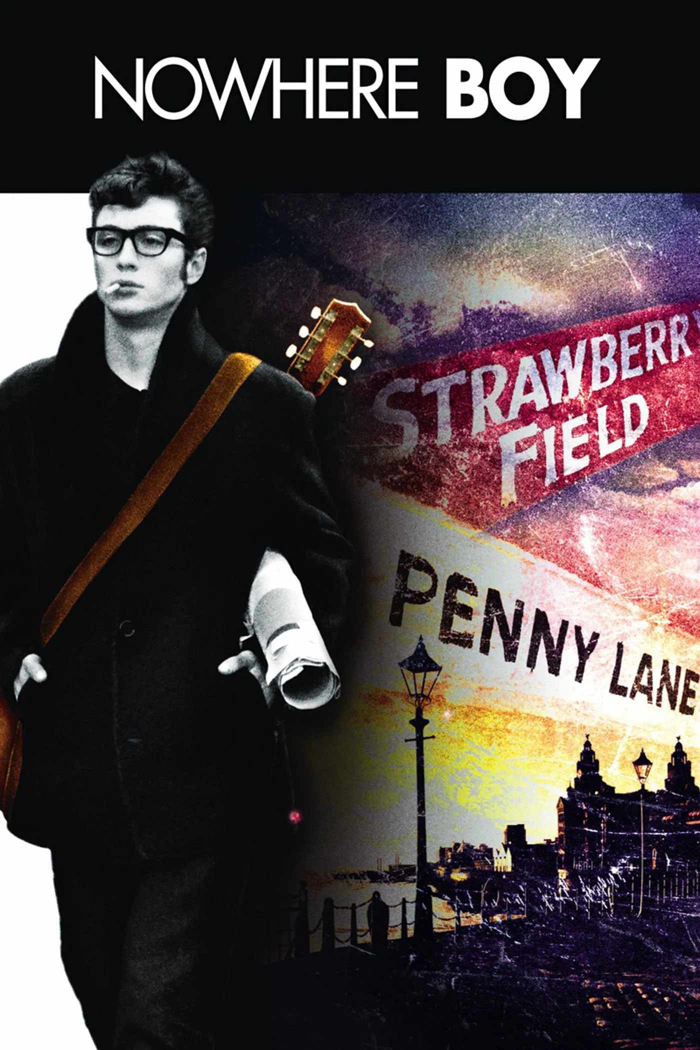 Poster chính thức của phim Phim Tâm Lý "Nowhere Boy" (Nowhere Boy - 2009), với sự tham gia của diễn viên Aaron Taylor-Johnson và Anne-Marie Duff.