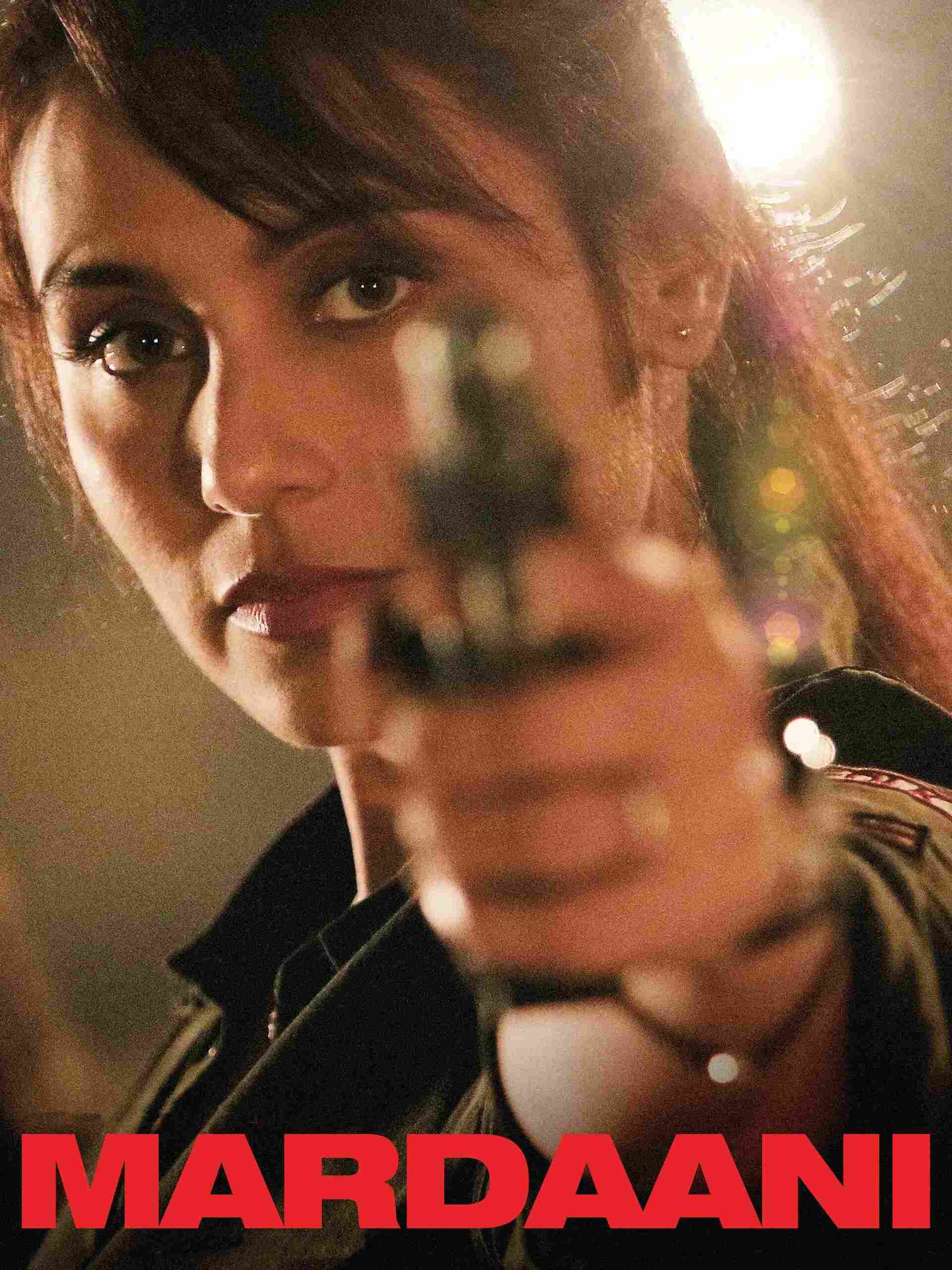 Poster chính thức của phim Phim Hành Động, Phim Hình Sự "Nữ Cảnh Sát" (Mardaani - 2014), với sự tham gia của diễn viên Rani Mukerji và Tahir Raj Bhasin.