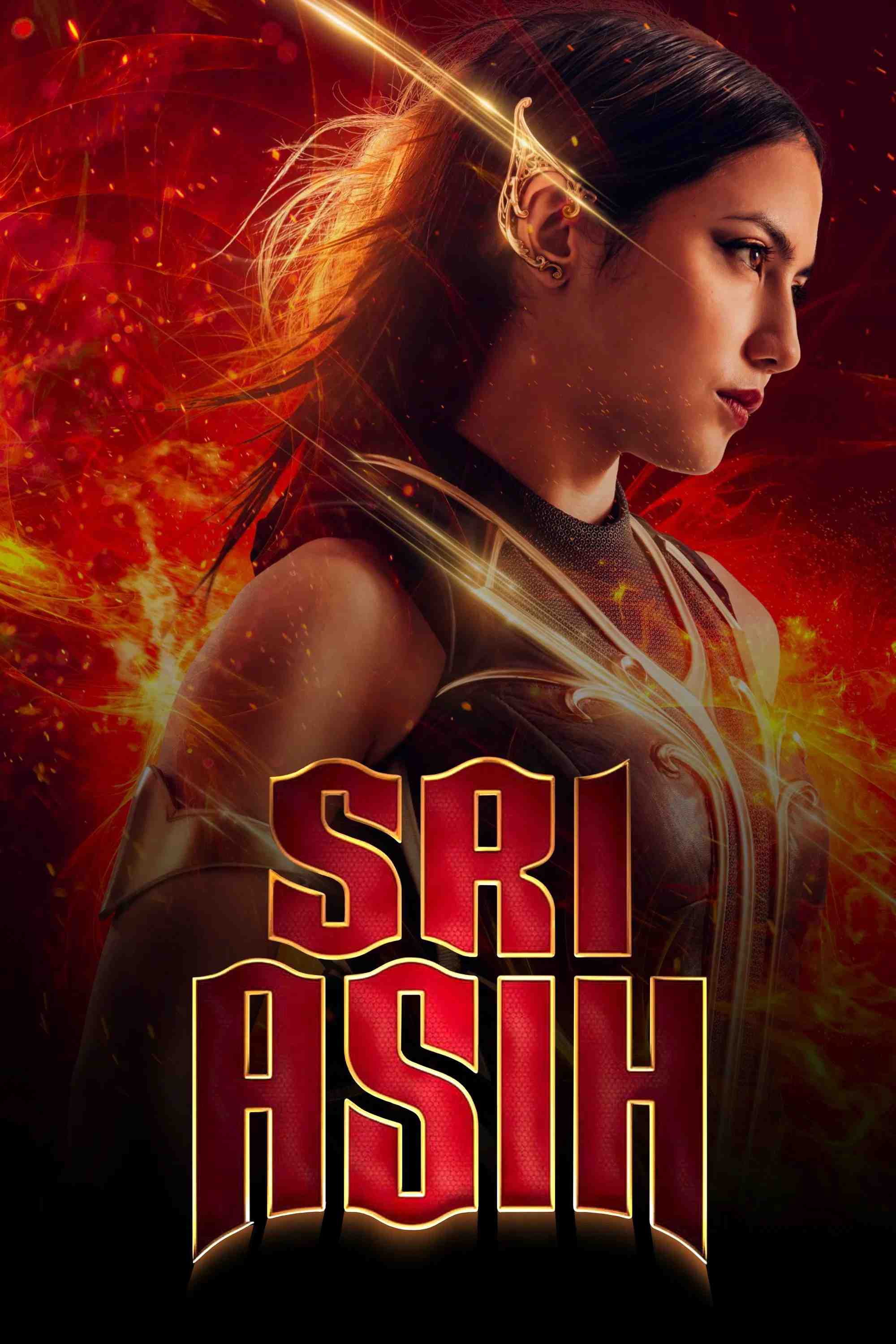 Poster chính thức của phim Phim Hành Động, Phim Phiêu Lưu "Nữ Chiến Binh Sri Asih" (Sri Asih - 2022), với sự tham gia của diễn viên Pevita Pearce và Reza Rahadian.