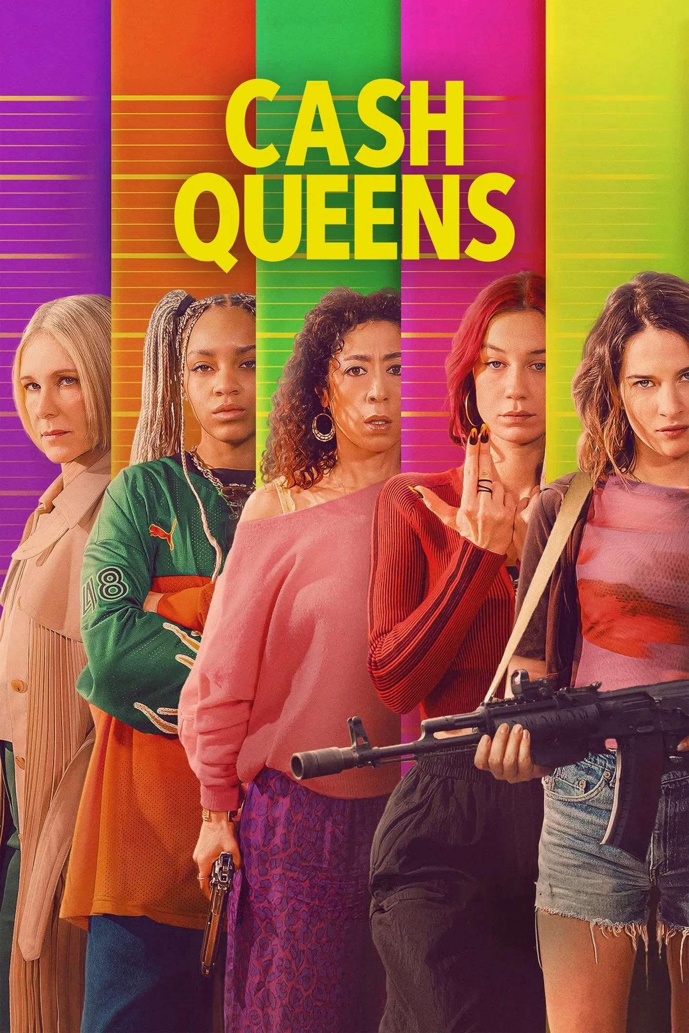 Poster chính thức của phim Phim Hài, Phim Hành Động & Phiêu Lưu "Nữ hoàng tiền mặt" (Cash Queens - 2026), với sự tham gia của diễn viên Rebecca Marder và Naidra Ayadi.