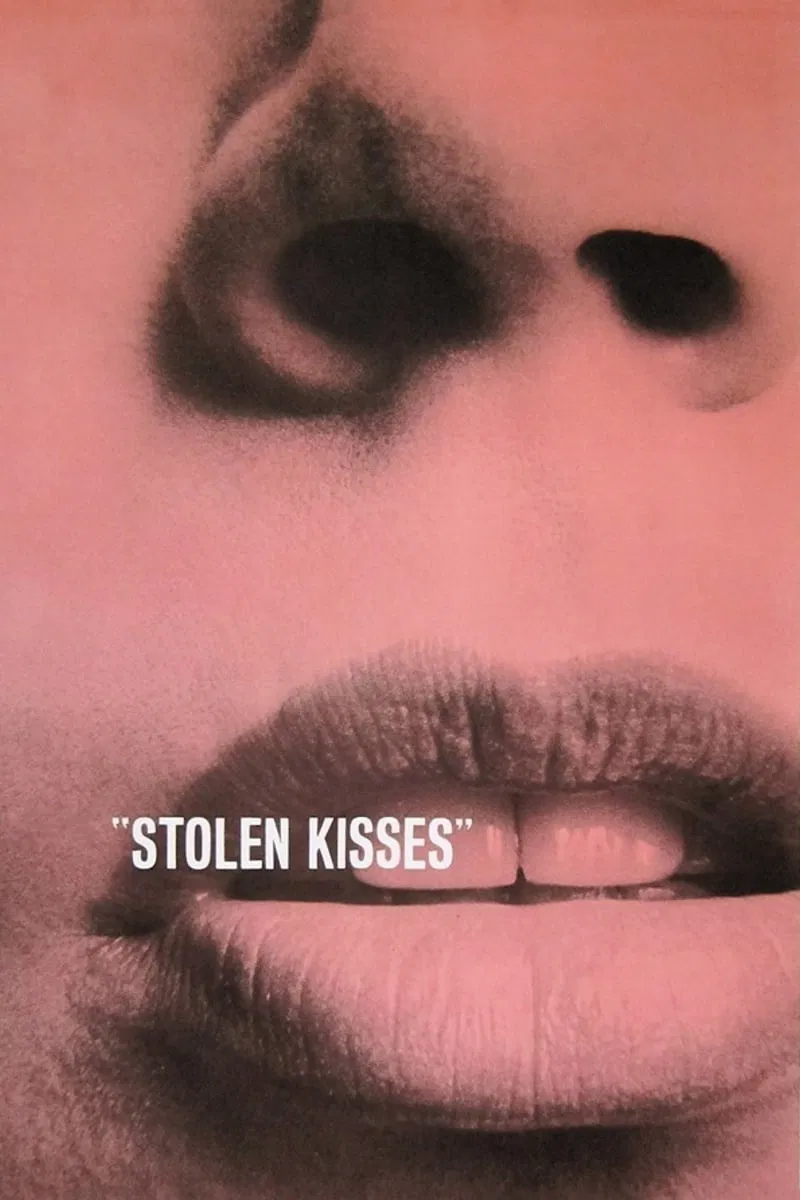 Poster chính thức của phim Phim Hài, Phim Tâm Lý "Nụ Hôn Bị Đánh Cắp" (Stolen Kisses - 1968), với sự tham gia của diễn viên Jean-Pierre Léaud và Claude Jade.